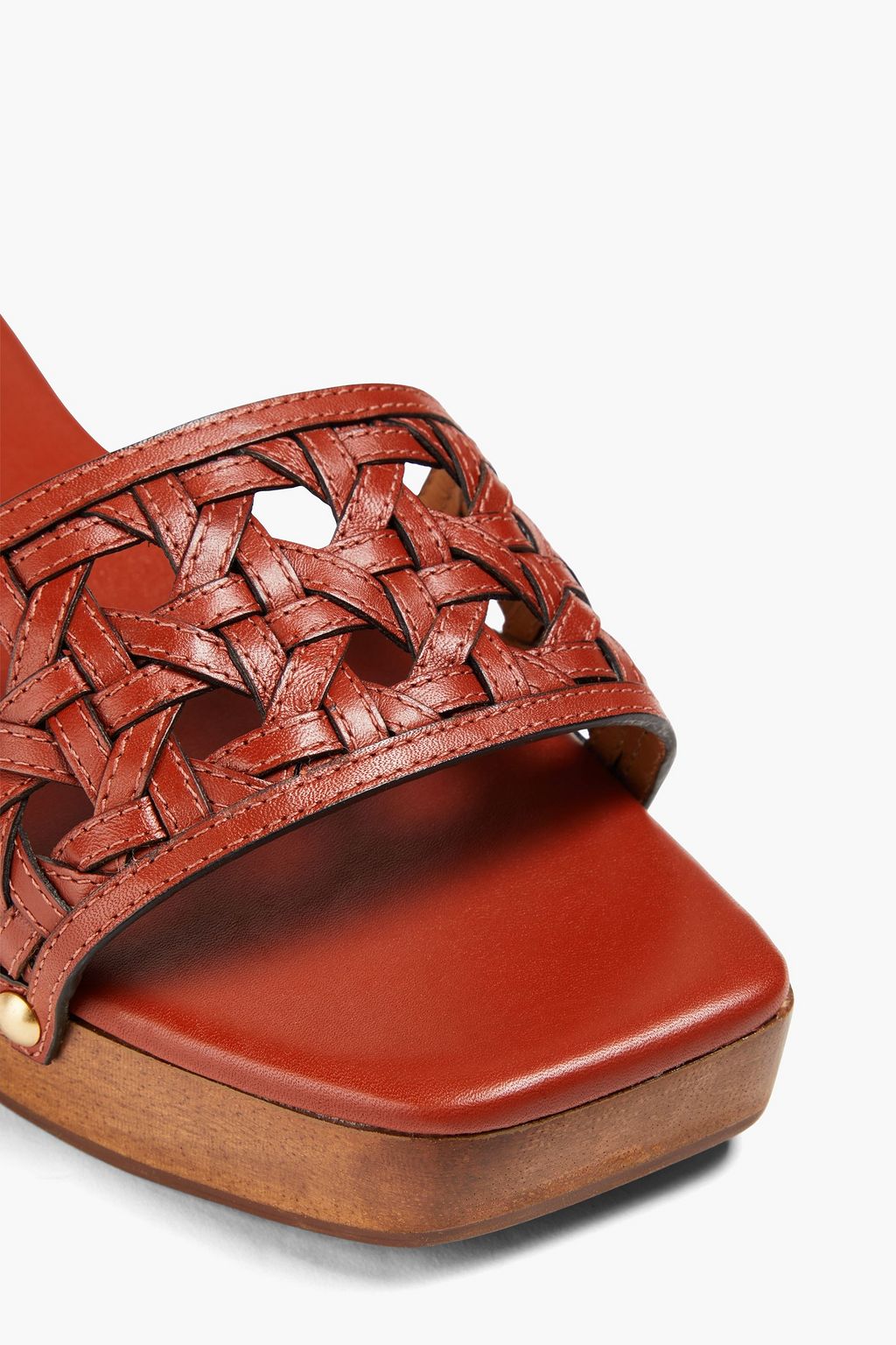 TORY BURCH 우븐 가죽 뮬