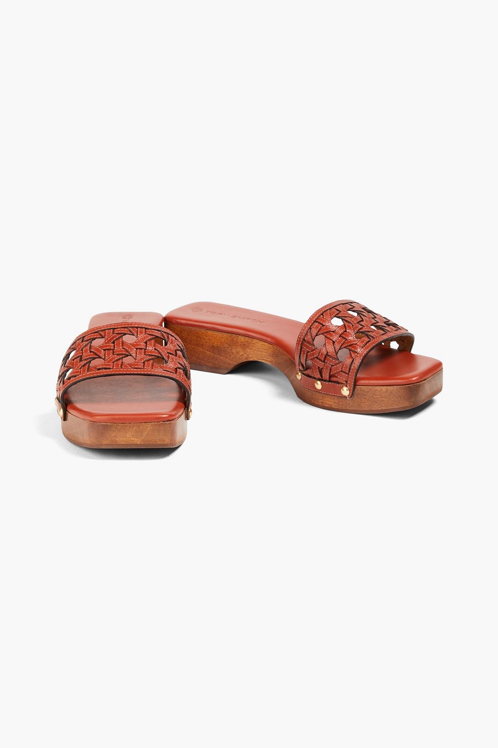 TORY BURCH 우븐 가죽 뮬
