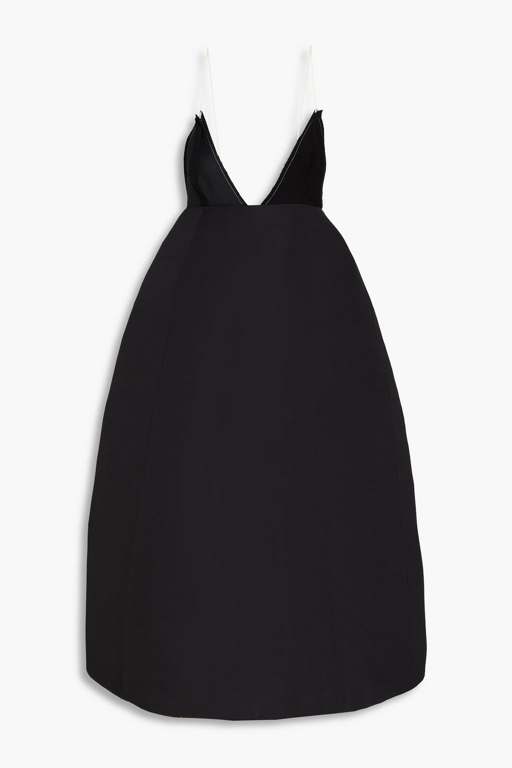 Oma jersey paneled faille midi dress