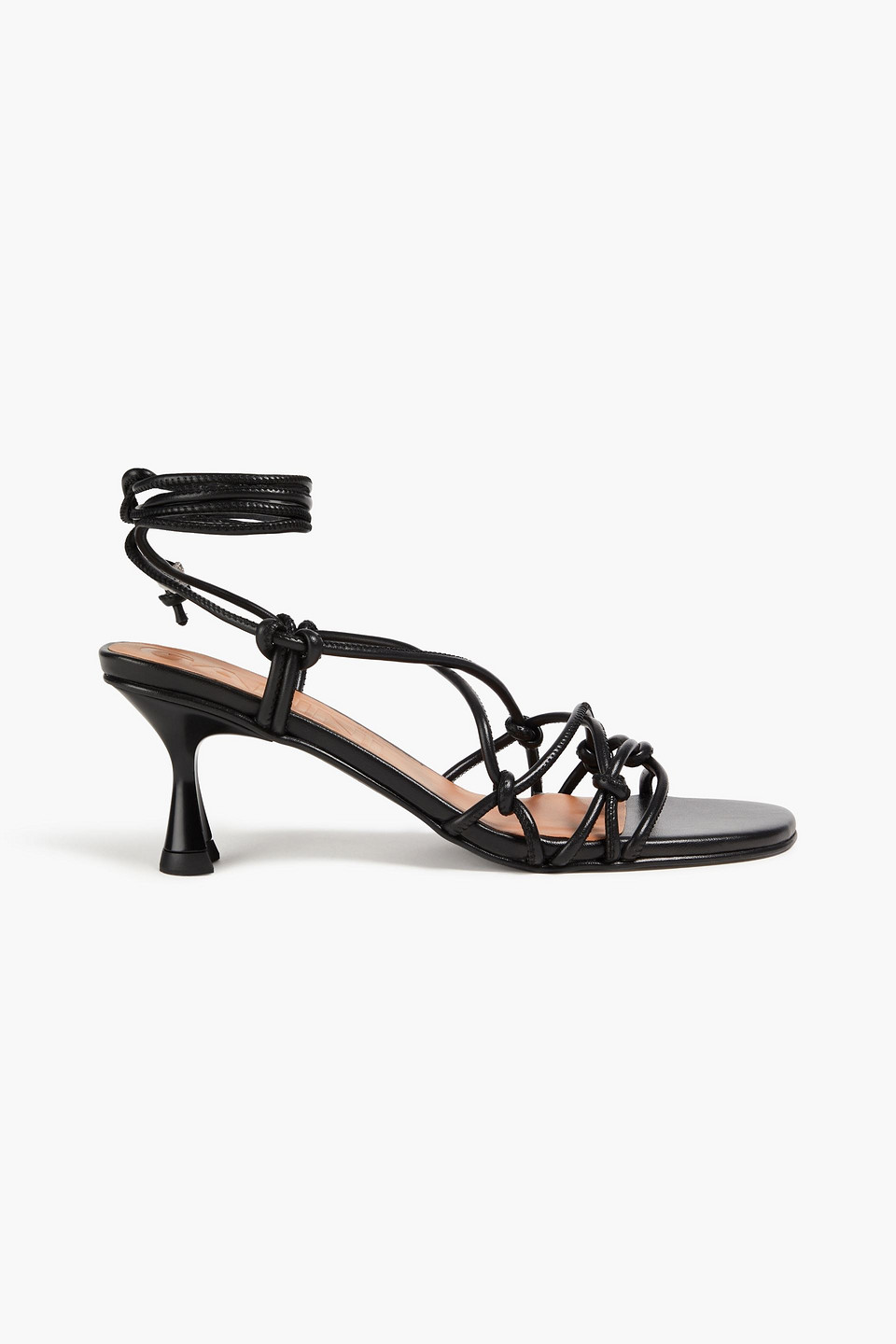 Ganni Crystal-embellished Faux Leather Sandals In Black