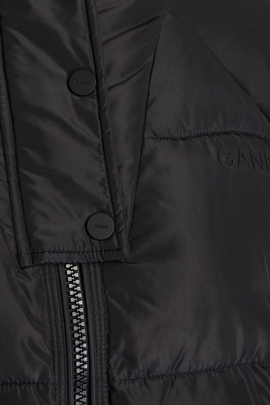 GANNI Quilted shell hooded coat