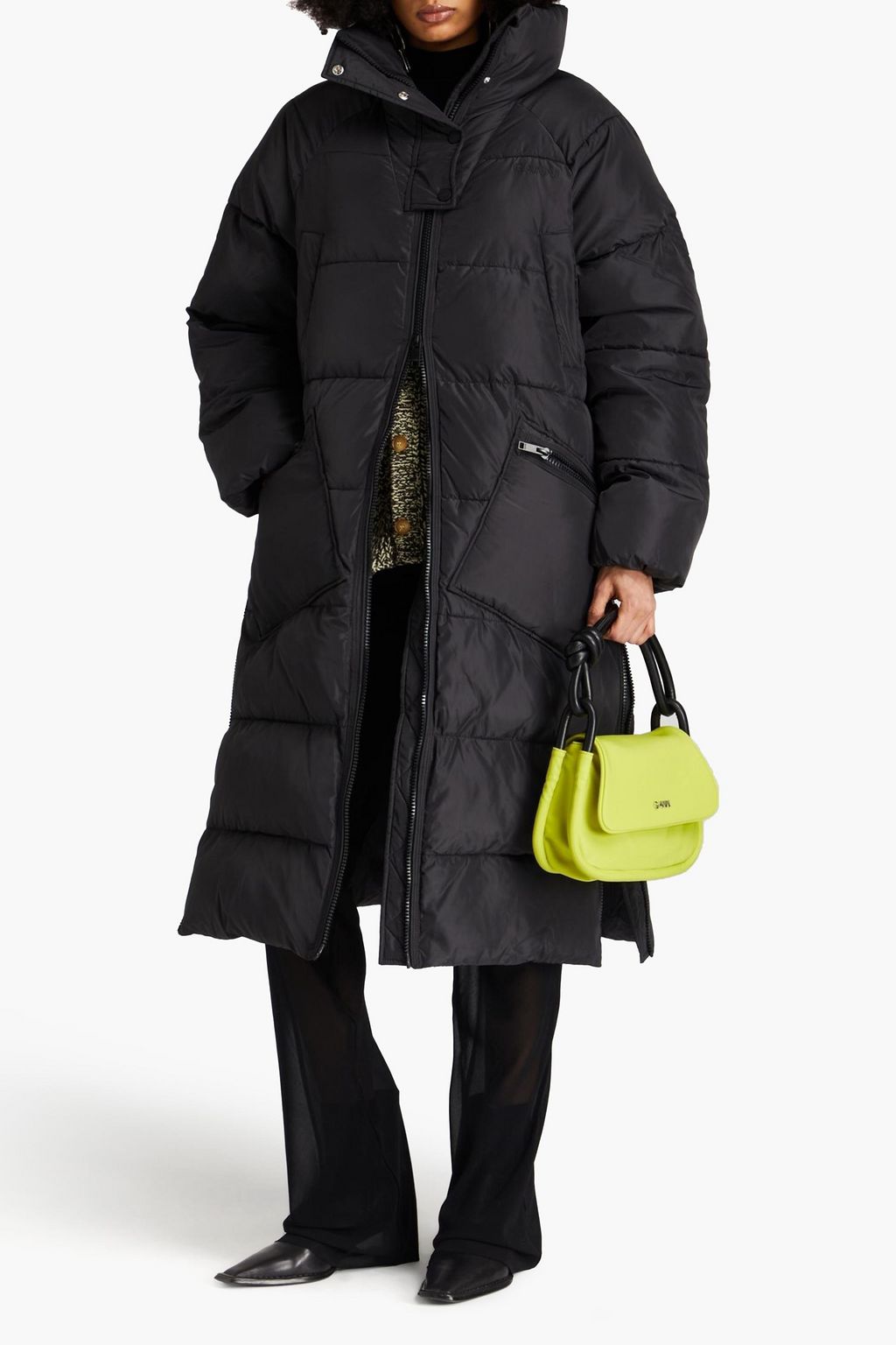 GANNI Quilted shell hooded coat