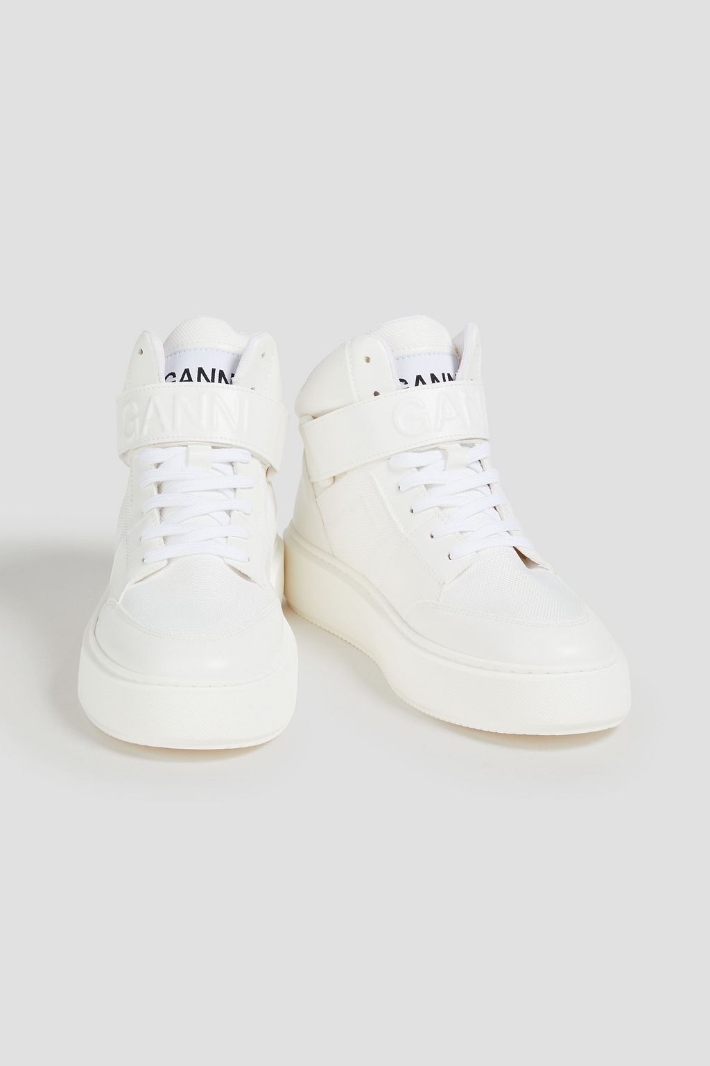 GANNI Two-tone canvas high-top sneakers
