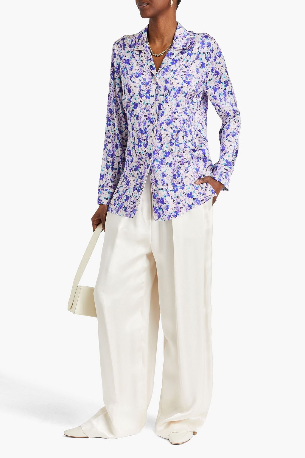 DOLCE&GABBANA Floral-print silk-blend satin shirt