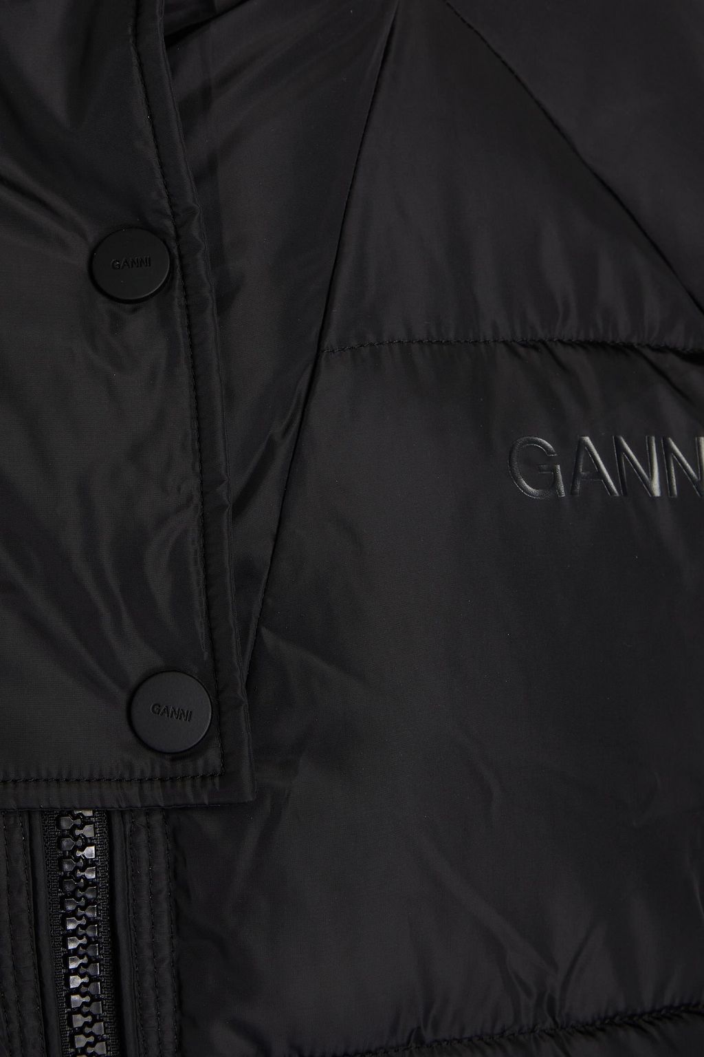 GANNI Logo-print quilted shell coat