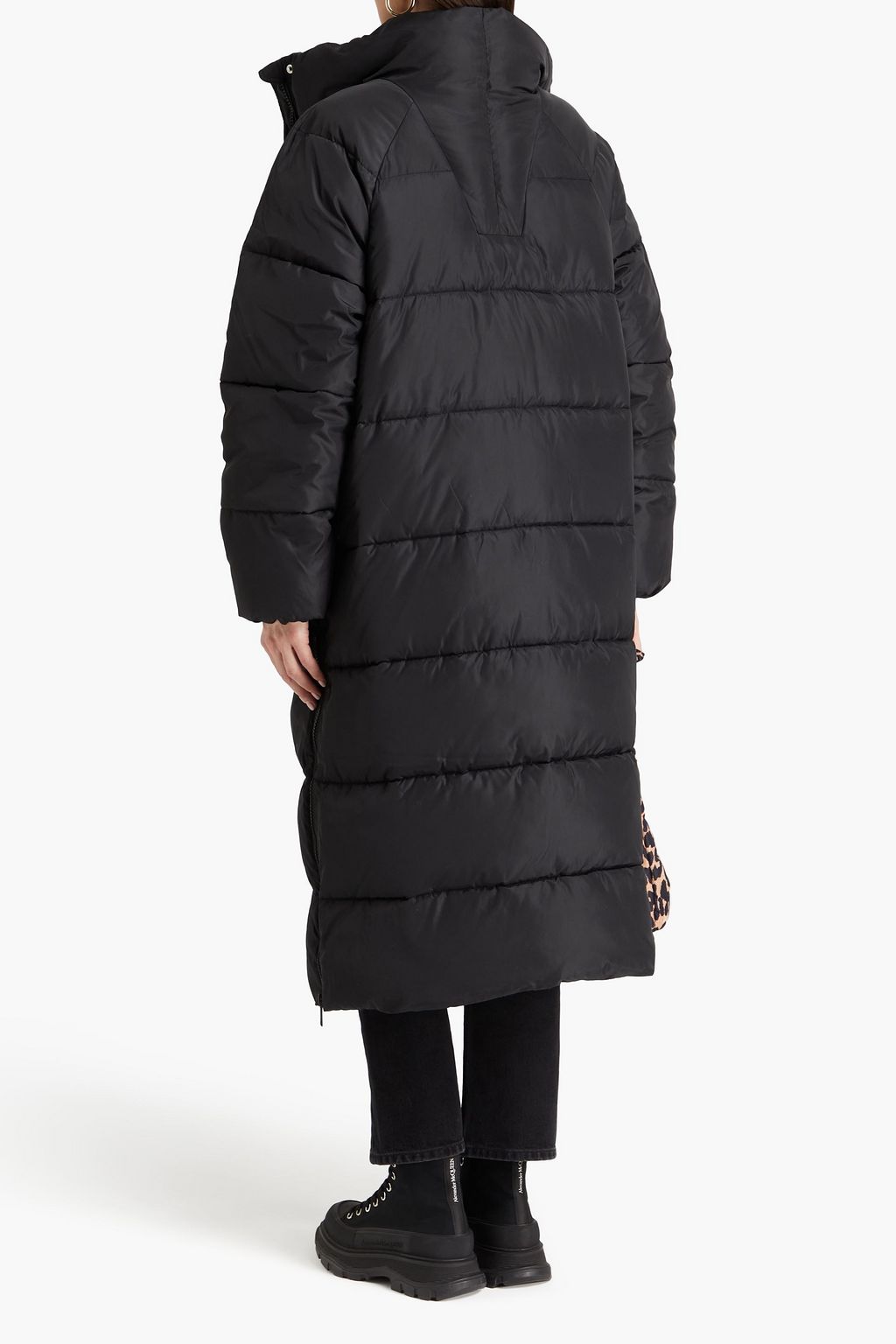 GANNI Logo-print quilted shell coat