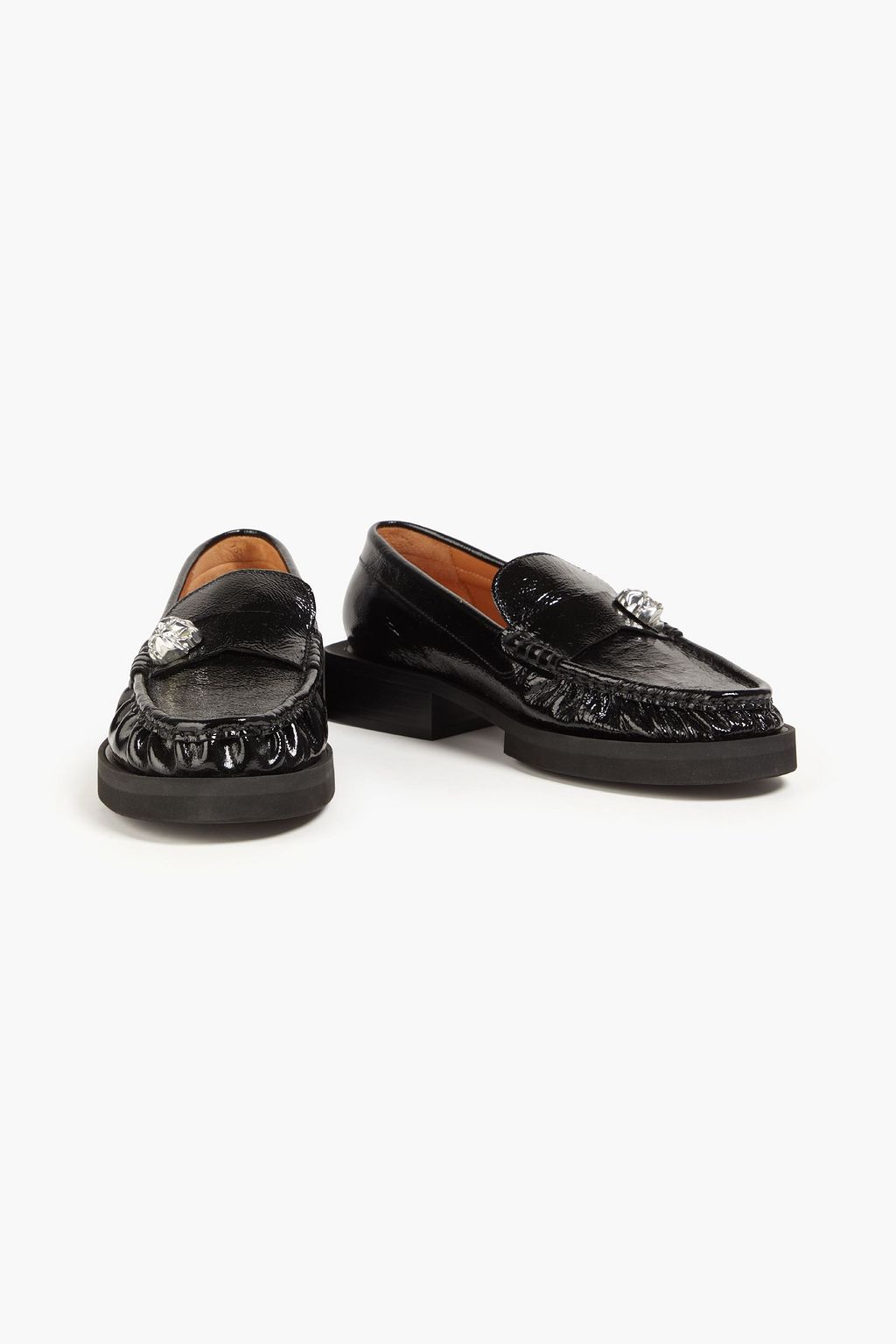 GANNI Embellished patent-leather loafers