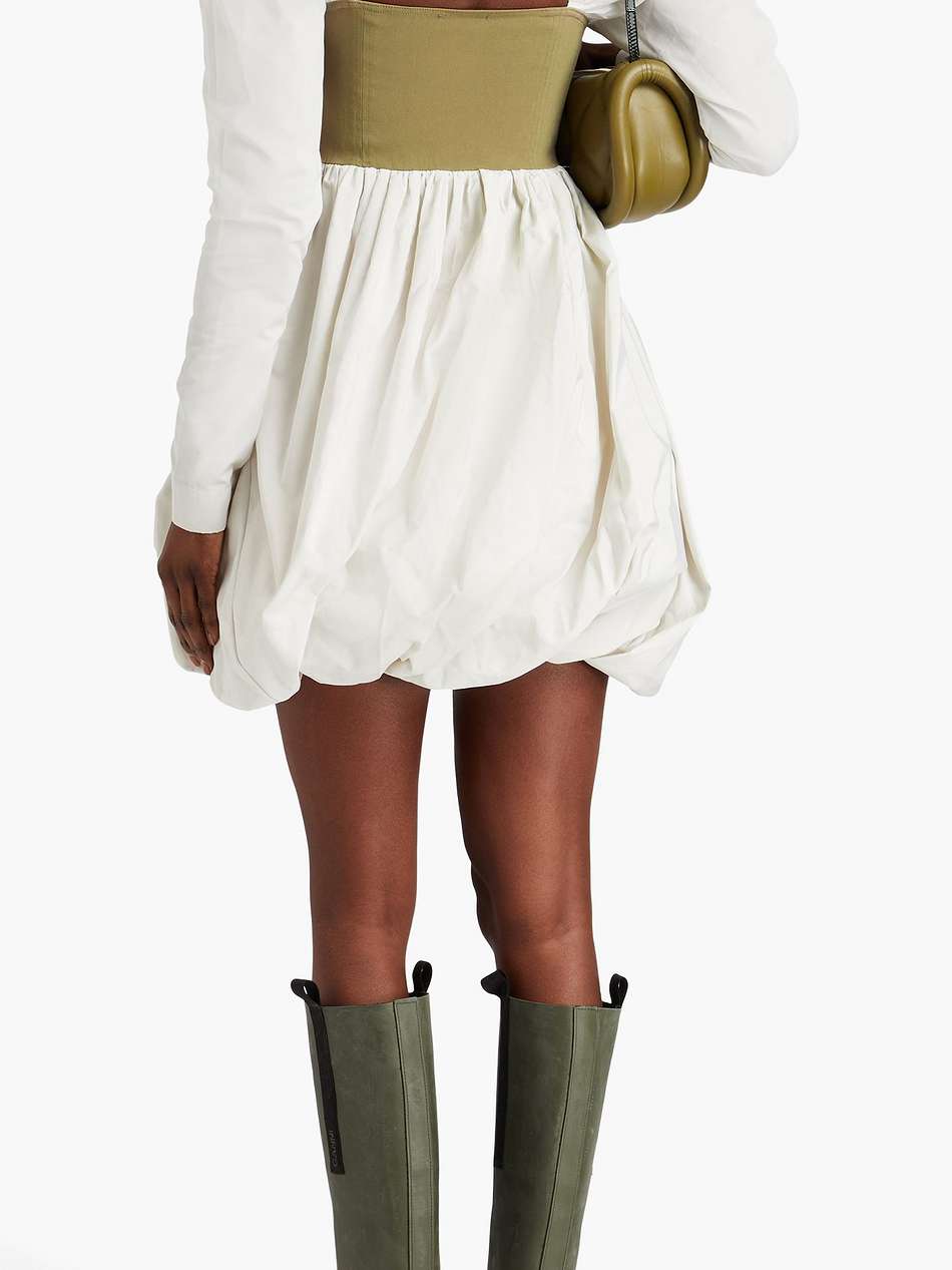 twill-paneled taffeta mini dress