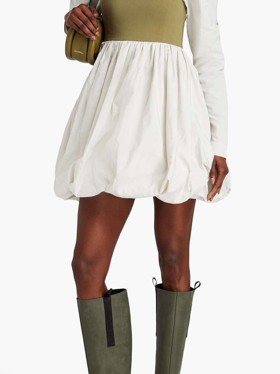twill-paneled taffeta mini dress