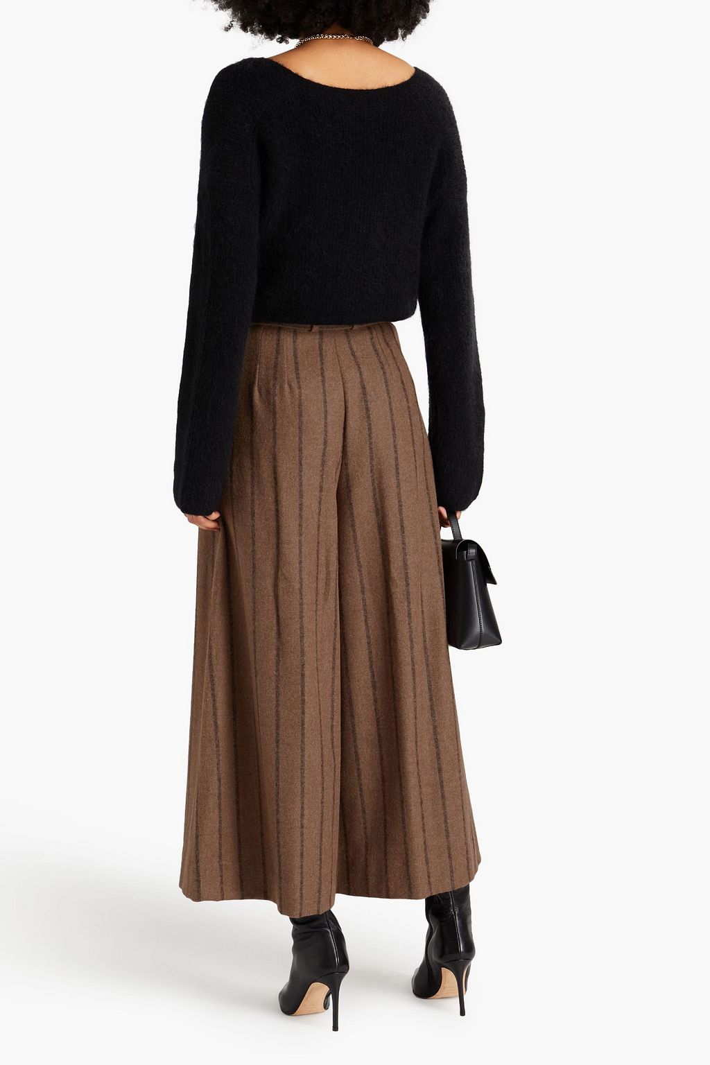 DOLCE&GABBANA Striped alpaca-blend felt wide-leg pants
