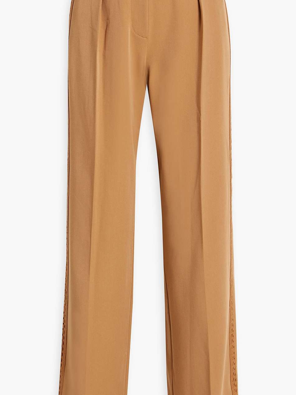 delta crochet-trimmed twill wide-leg pants