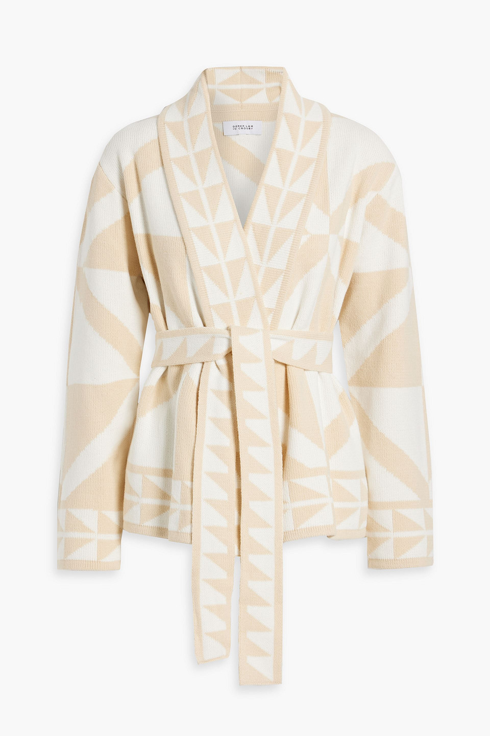 Derek Lam 10 Crosby Elowen Jacquard-knit Cotton-blend Cardigan In Ecru