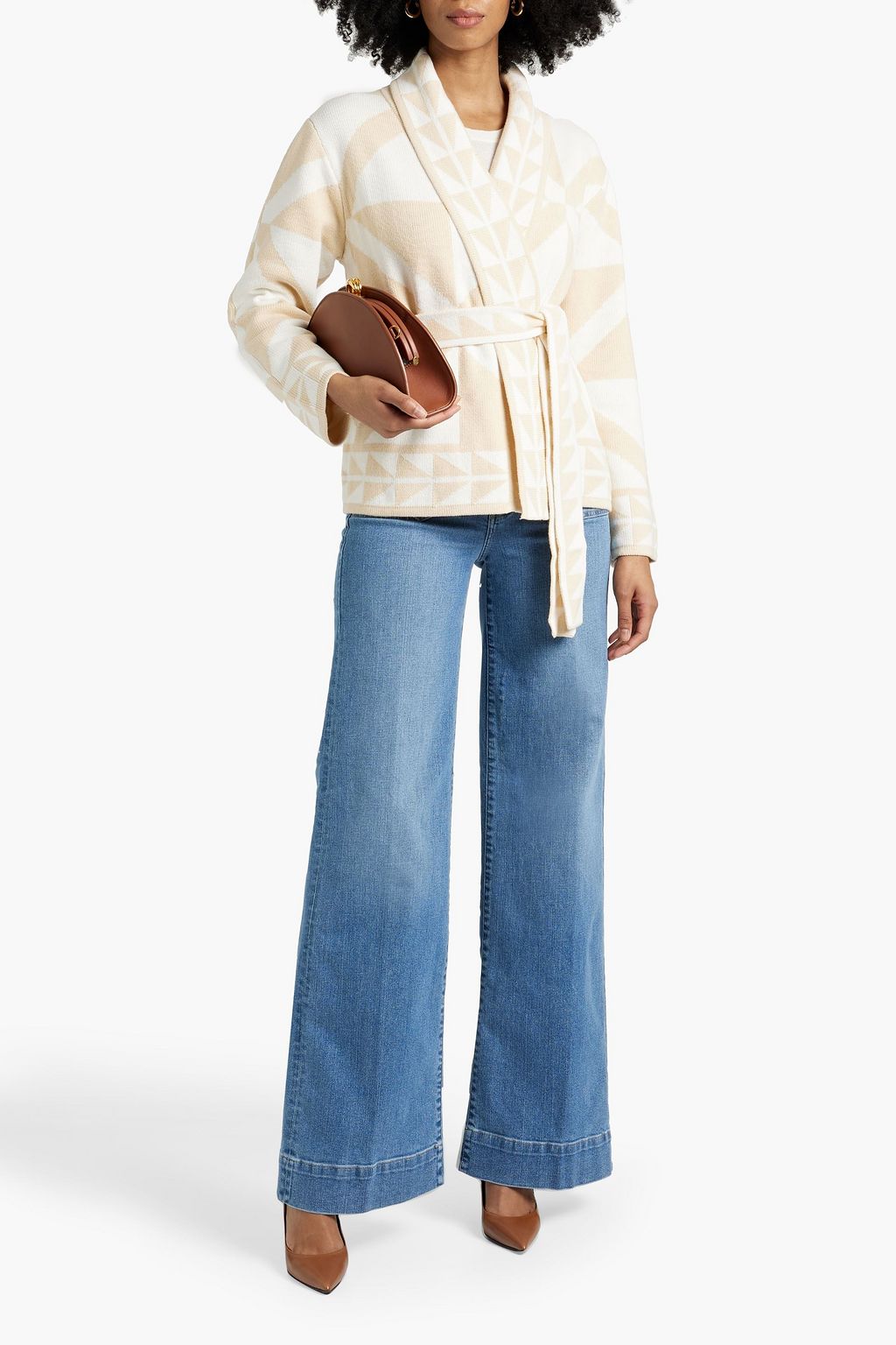 DEREK LAM 10 CROSBY 자카드 니트 코튼 혼방 카디건