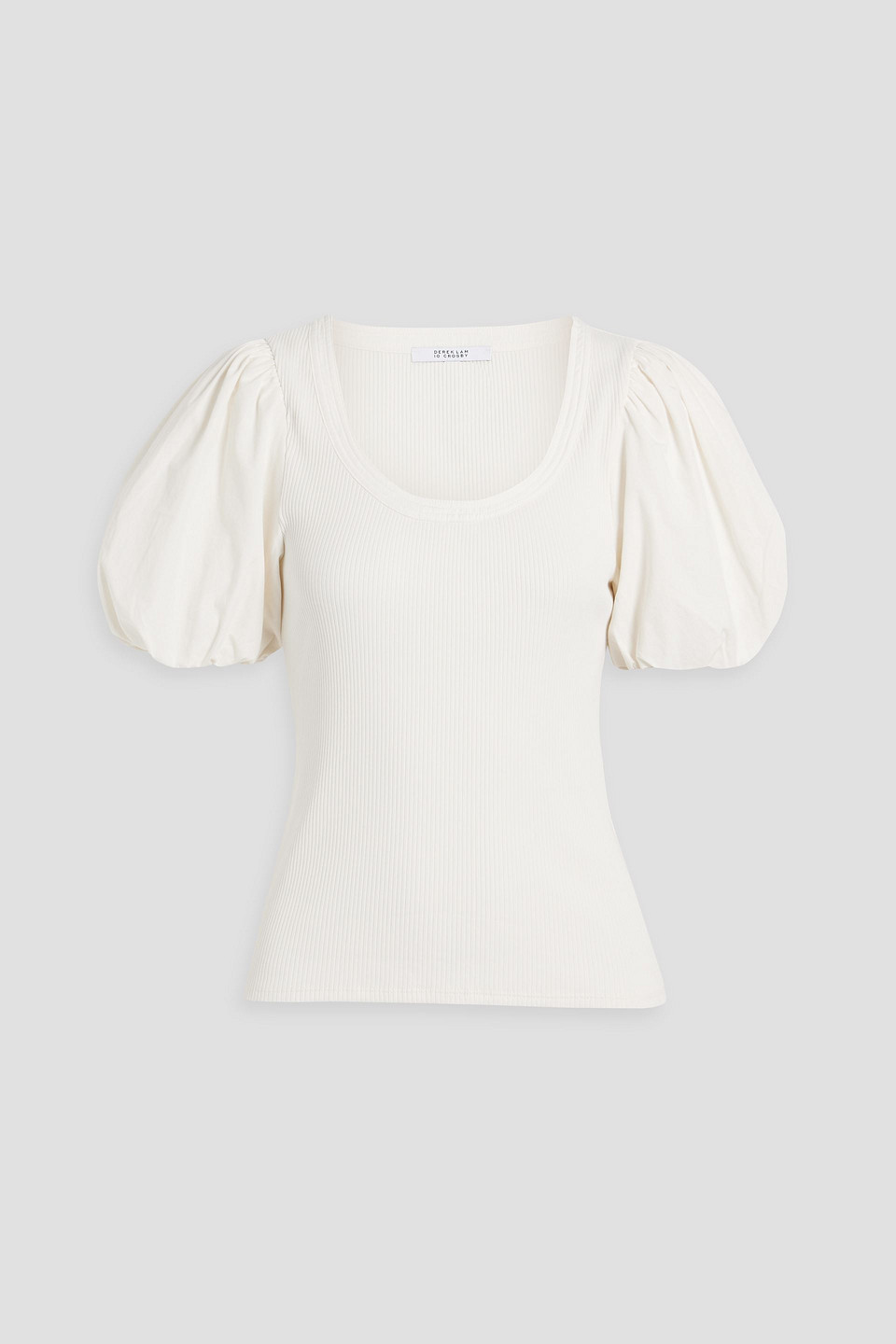 Willa poplin-paneled ribbed stretch-cotton jersey top