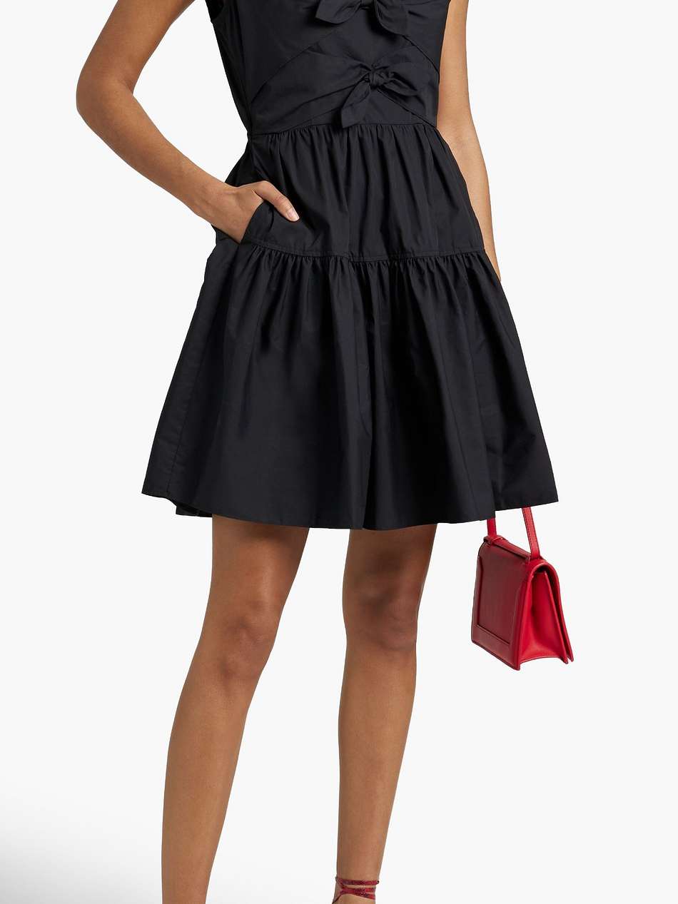 tora bow-detailed cotton-poplin mini dress
