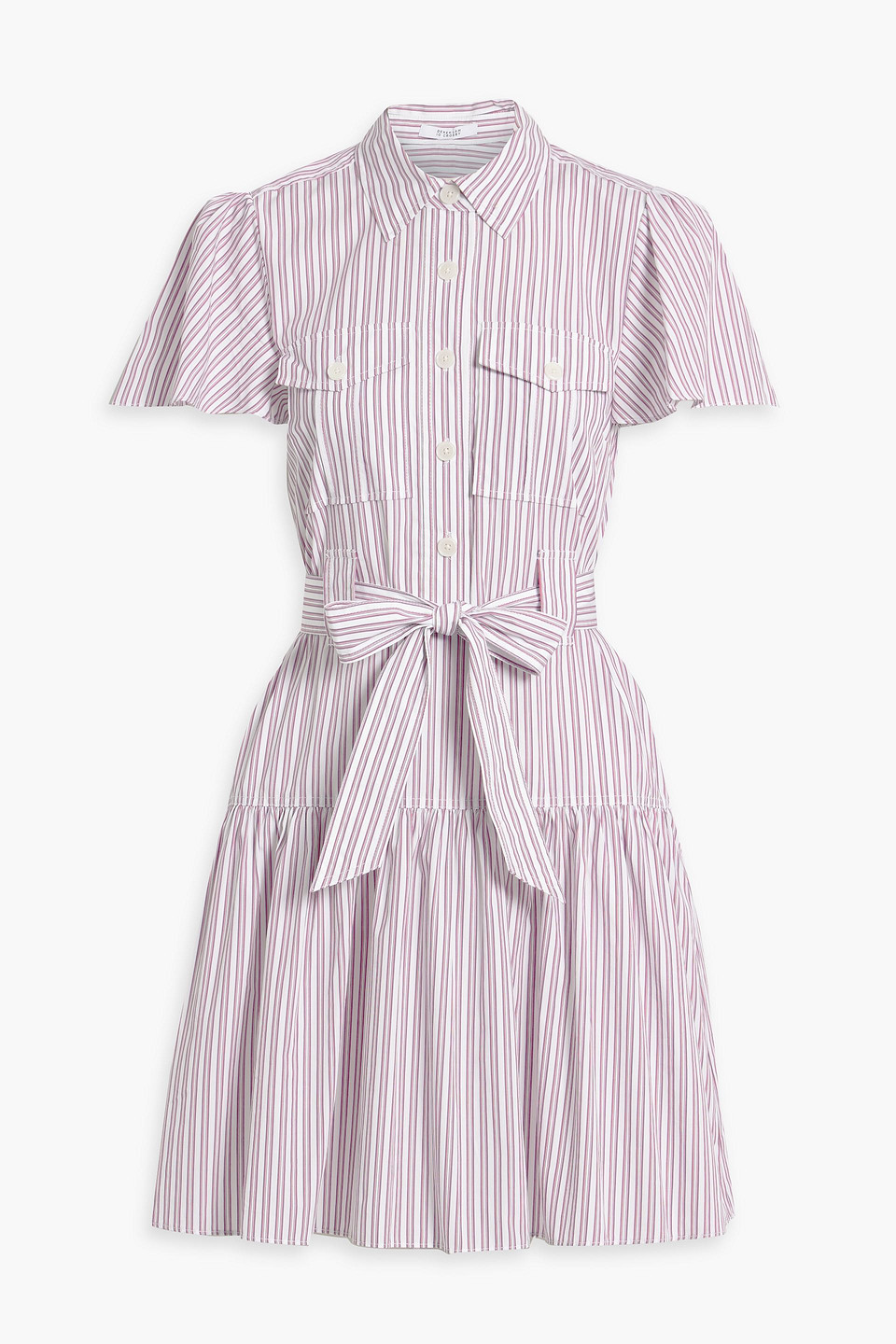 Derek Lam 10 Crosby Luma Striped Cotton-poplin Mini Shirt Dress In Red