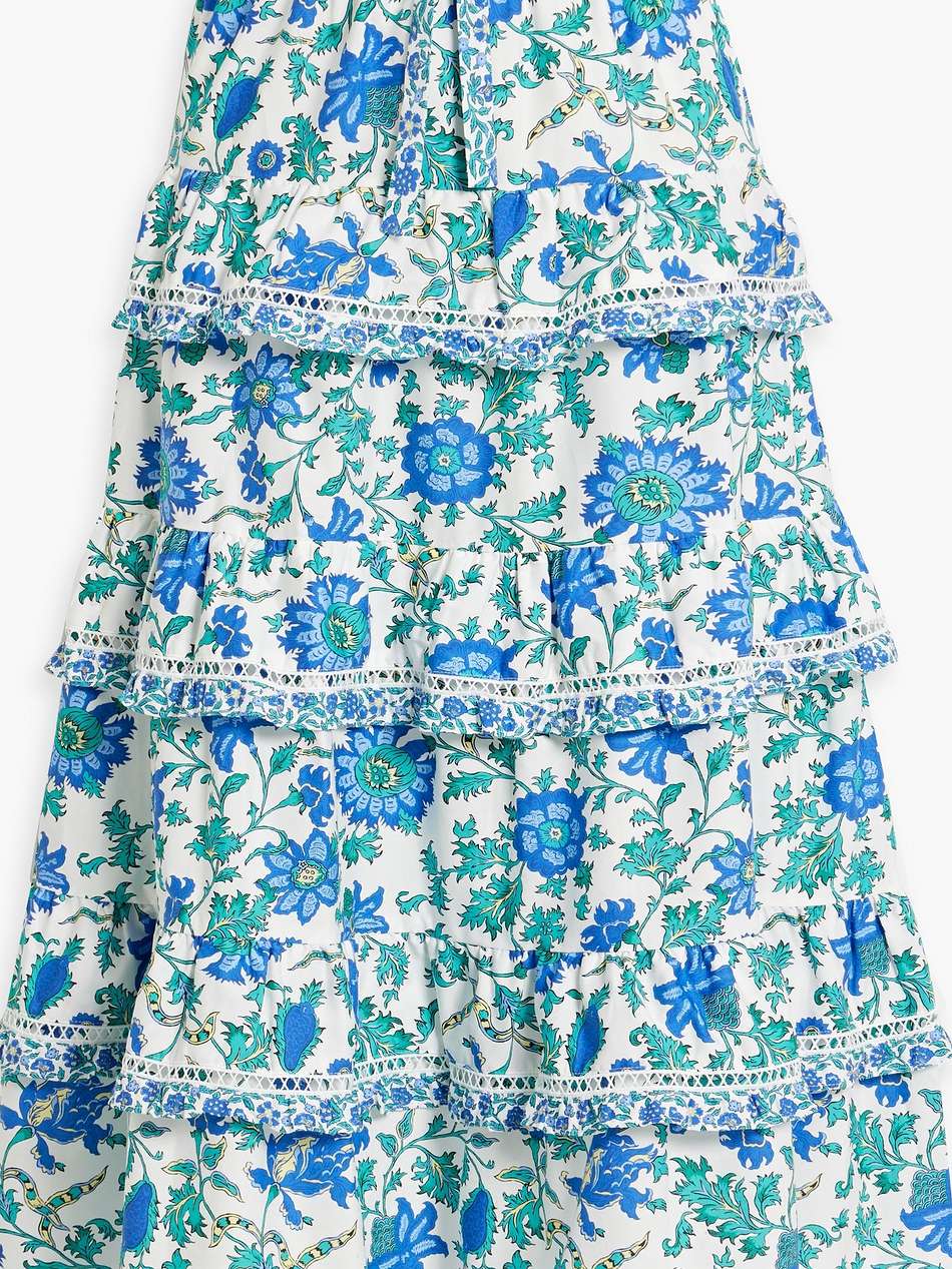 nemea ruffled printed cotton-blend poplin midi skirt