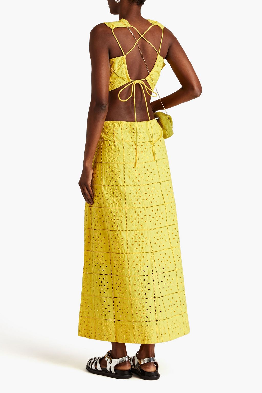 GANNI Cutout broderie anglaise cotton maxi dress