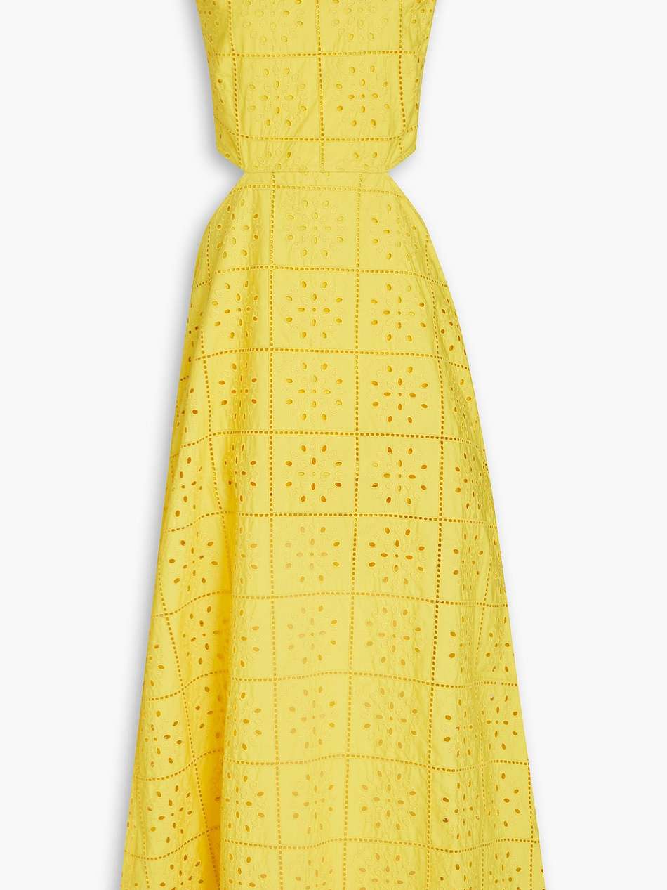 cutout broderie anglaise cotton maxi dress