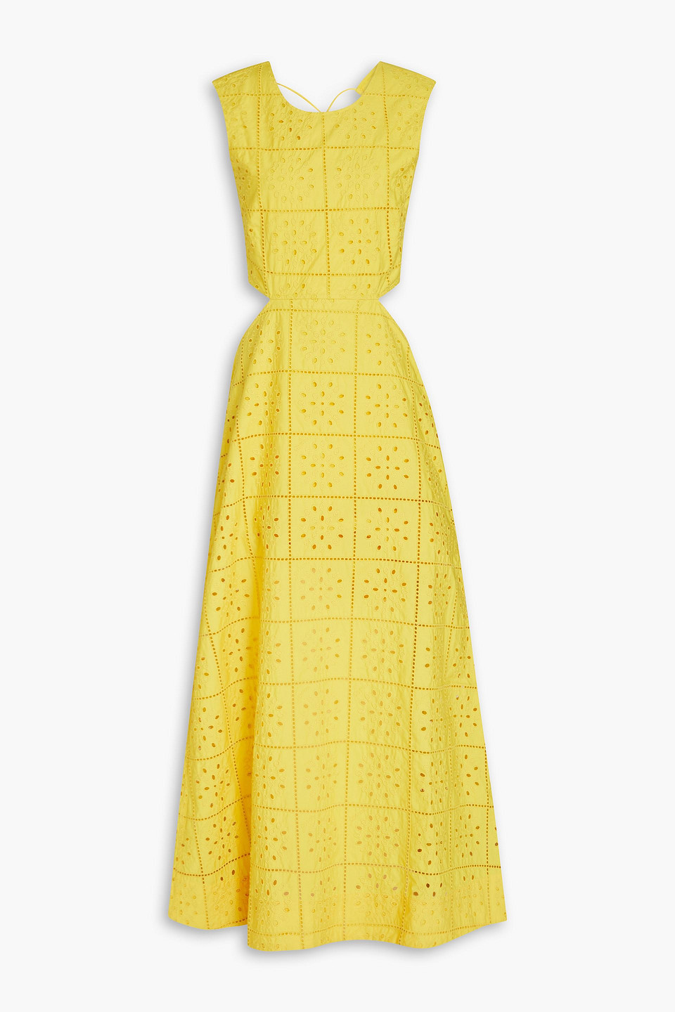 Ganni Cutout Broderie Anglaise Cotton Maxi Dress In Maize | ModeSens