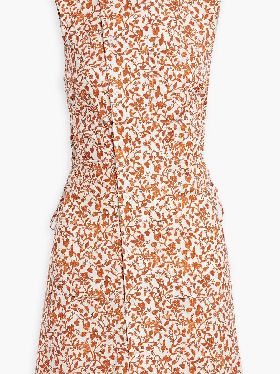serena printed cotton-blend poplin mini shirt dress