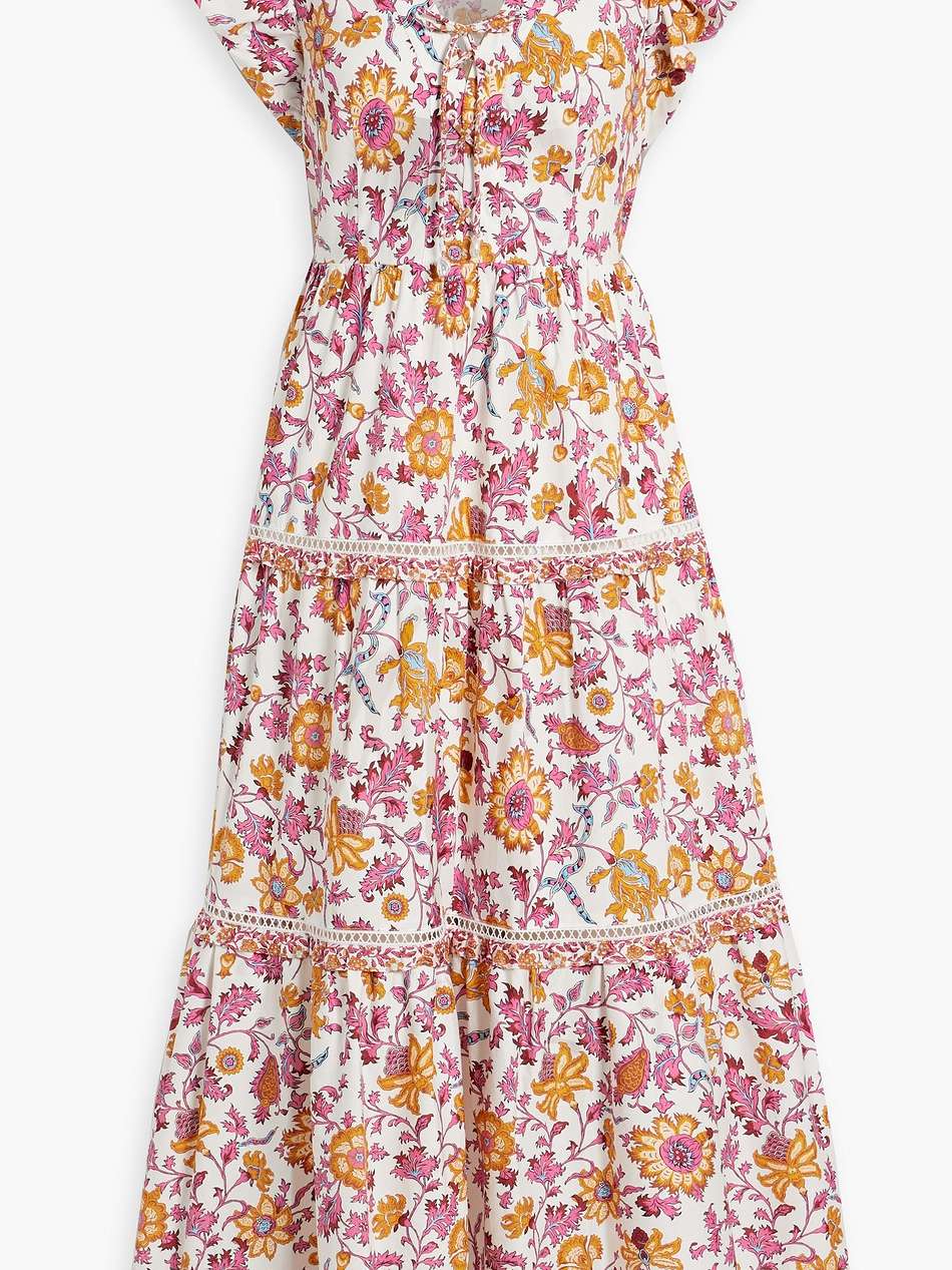 beatrice printed cotton-blend poplin midi dress