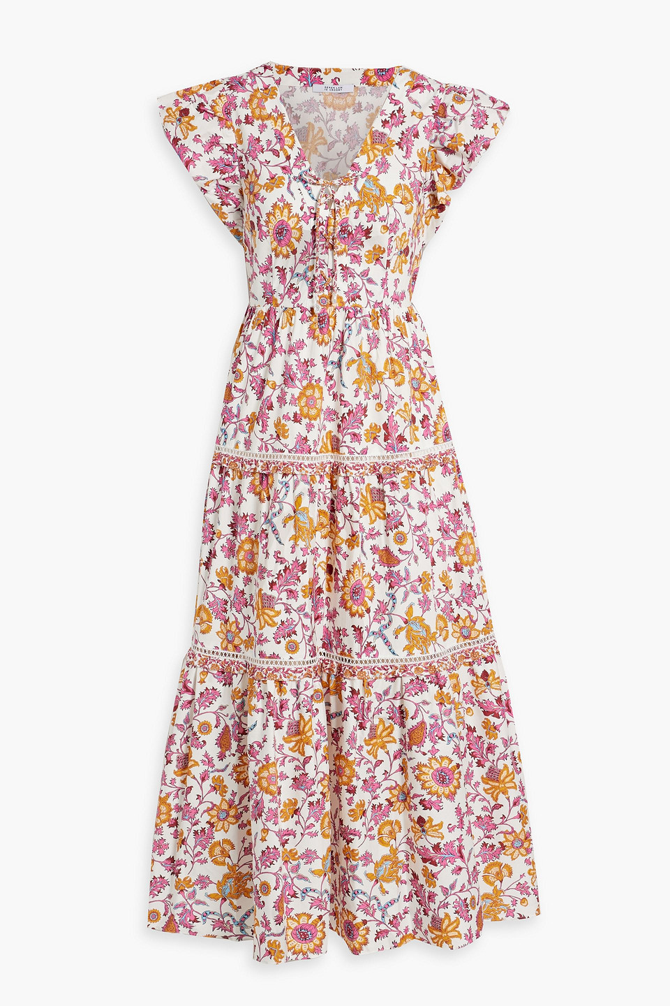 Derek Lam 10 Crosby Beatrice Printed Cotton-blend Poplin Midi Dress In Marigold