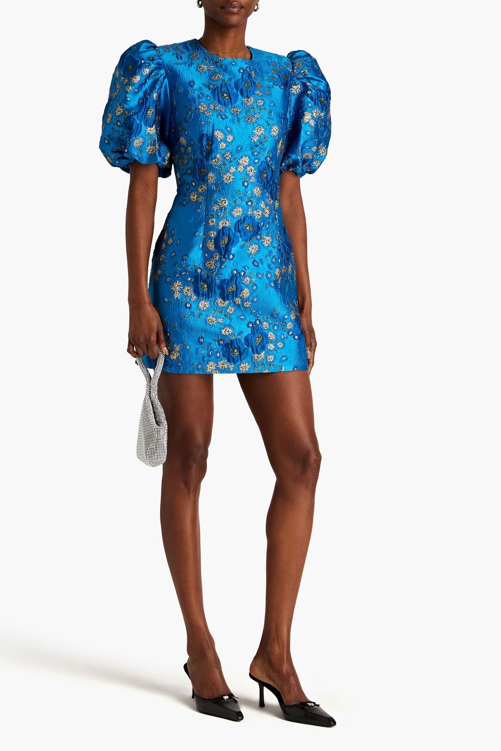 GANNI Metallic brocade mini dress