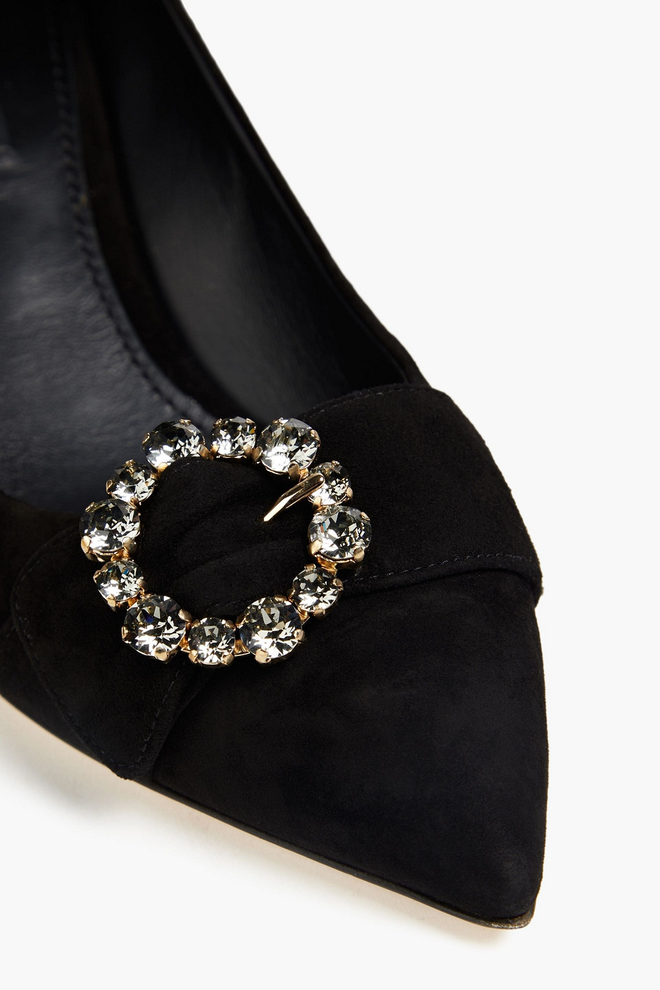 Shop Dolce & Gabbana Buckle-embellished Suede Pumps In Black