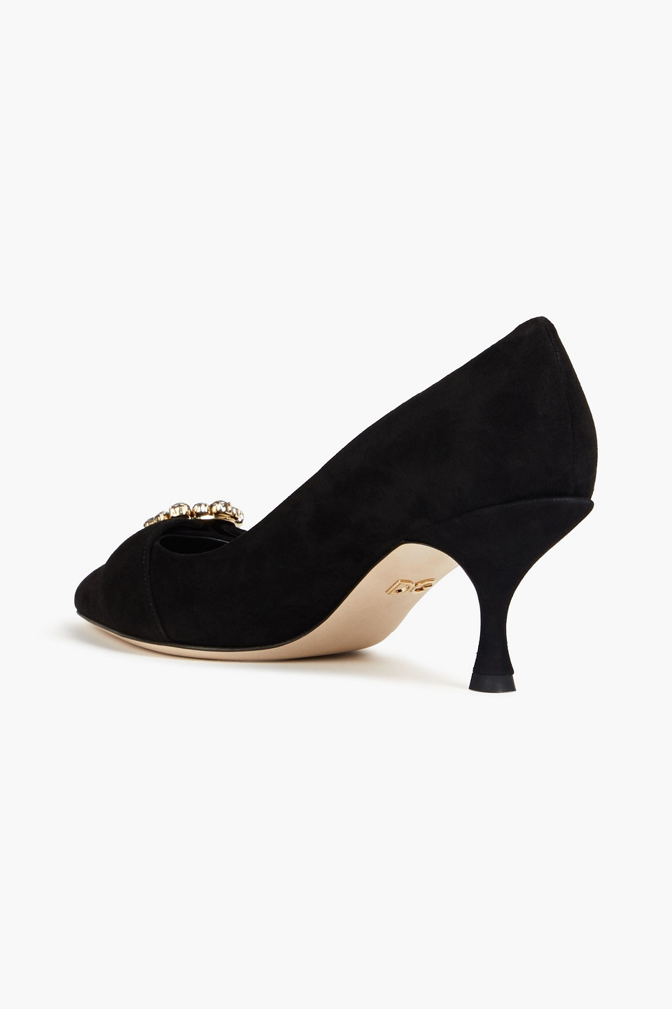 Shop Dolce & Gabbana Buckle-embellished Suede Pumps In Black