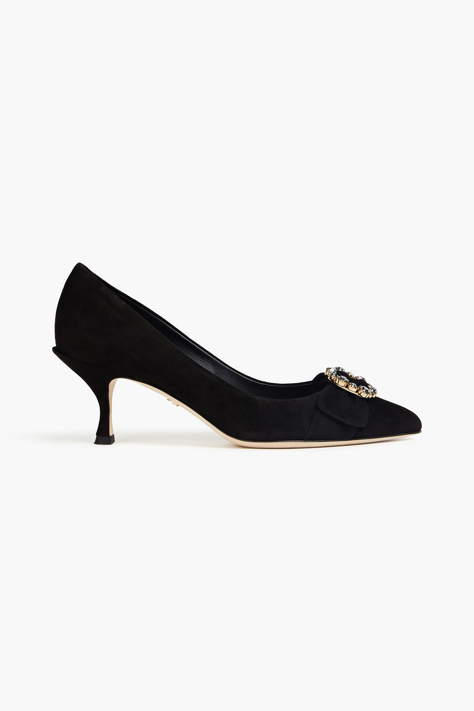 Dolce & Gabbana Buckle-embellished Suede Pumps In Black