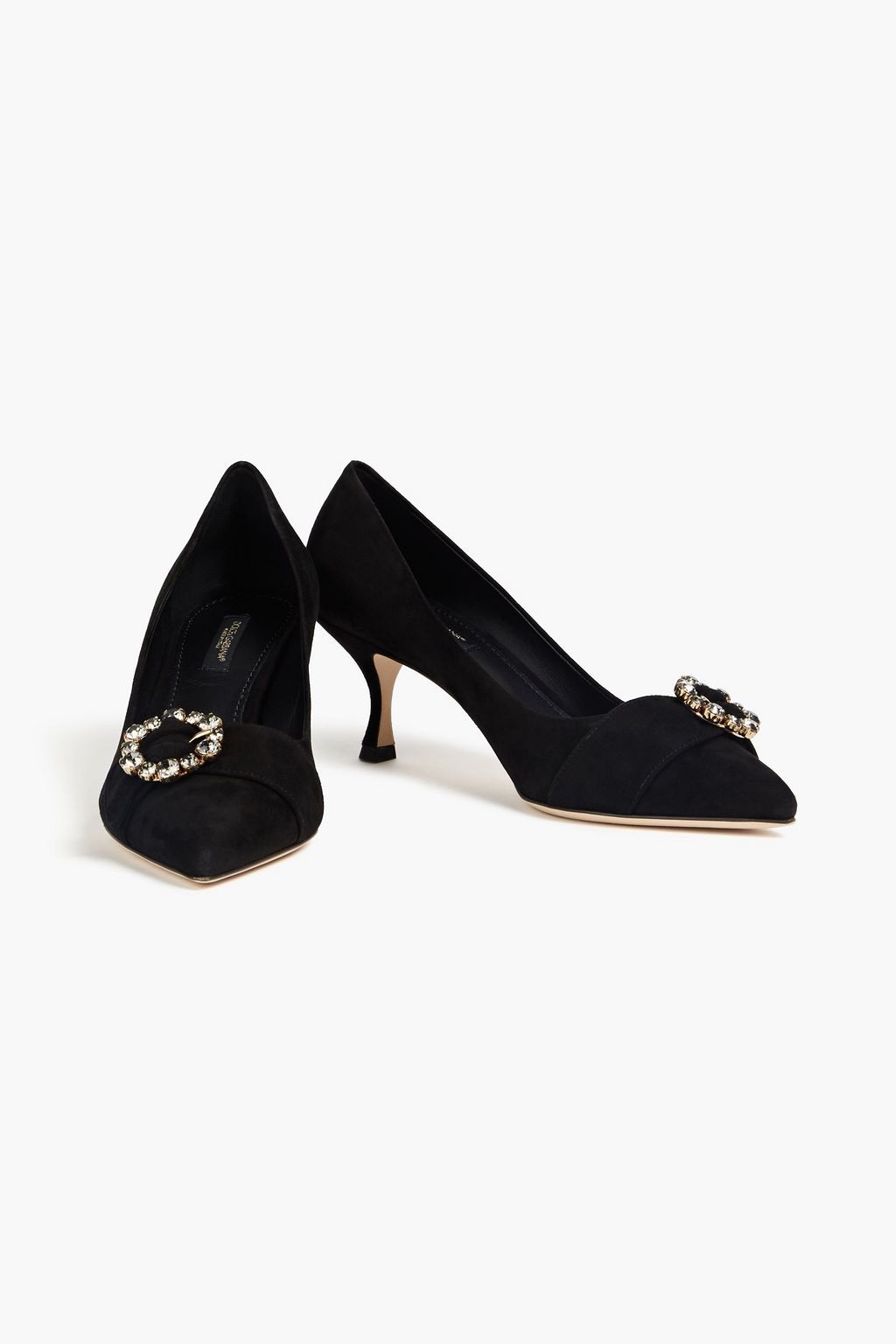 DOLCE&GABBANA Buckle-embellished suede pumps