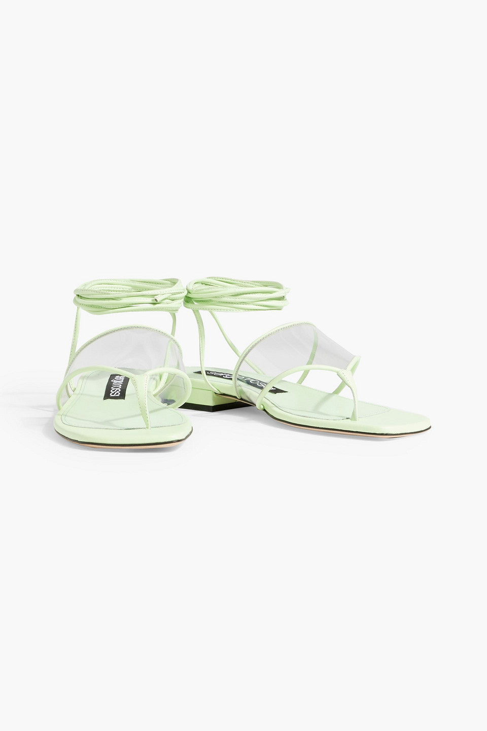 Shop Sergio Rossi Sr Lunettes 15 Leather And Pvc Sandals In Mint