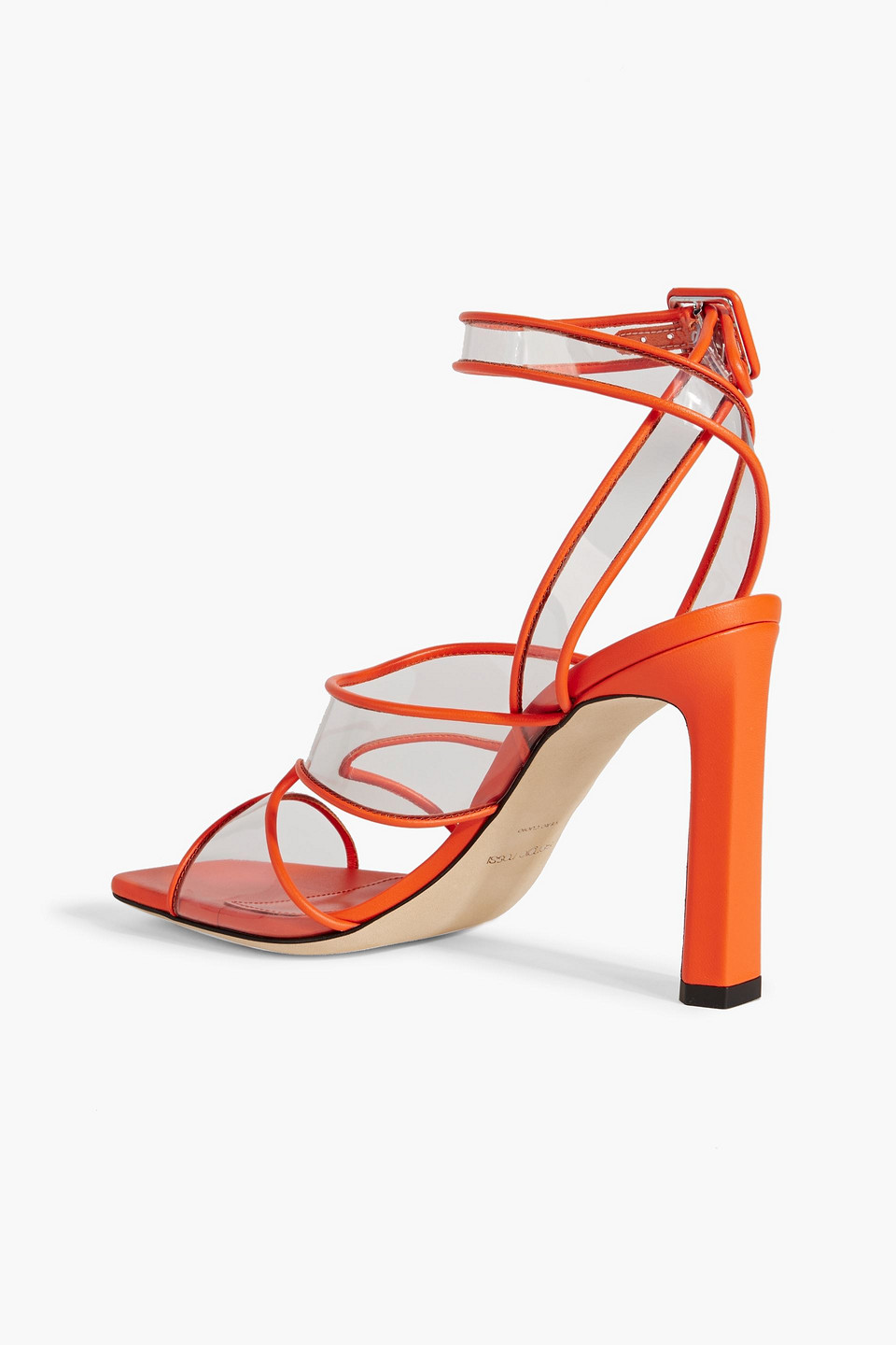 Shop Sergio Rossi Sr Lunettes 100 Leather And Pvc Sandals In Orange