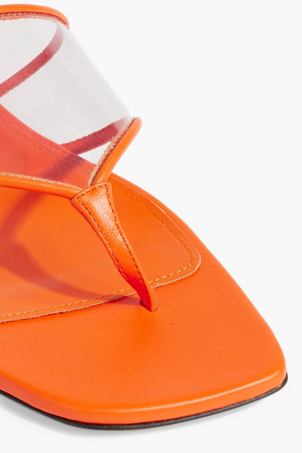 Shop Sergio Rossi Sr Lunettes 15 Leather And Pvc Sandals In Orange