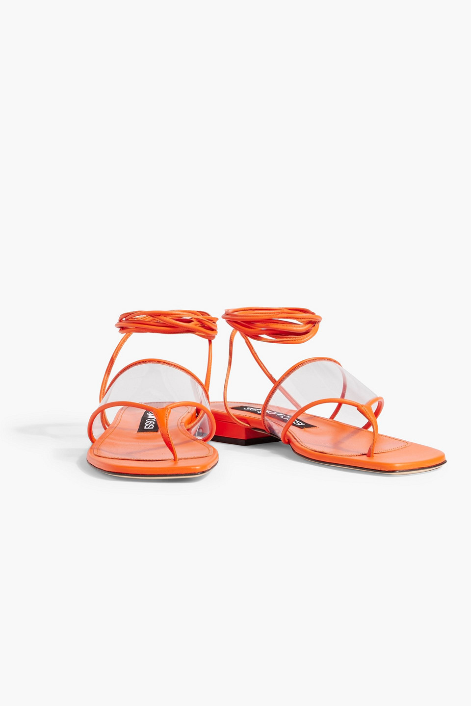 Shop Sergio Rossi Sr Lunettes 15 Leather And Pvc Sandals In Orange