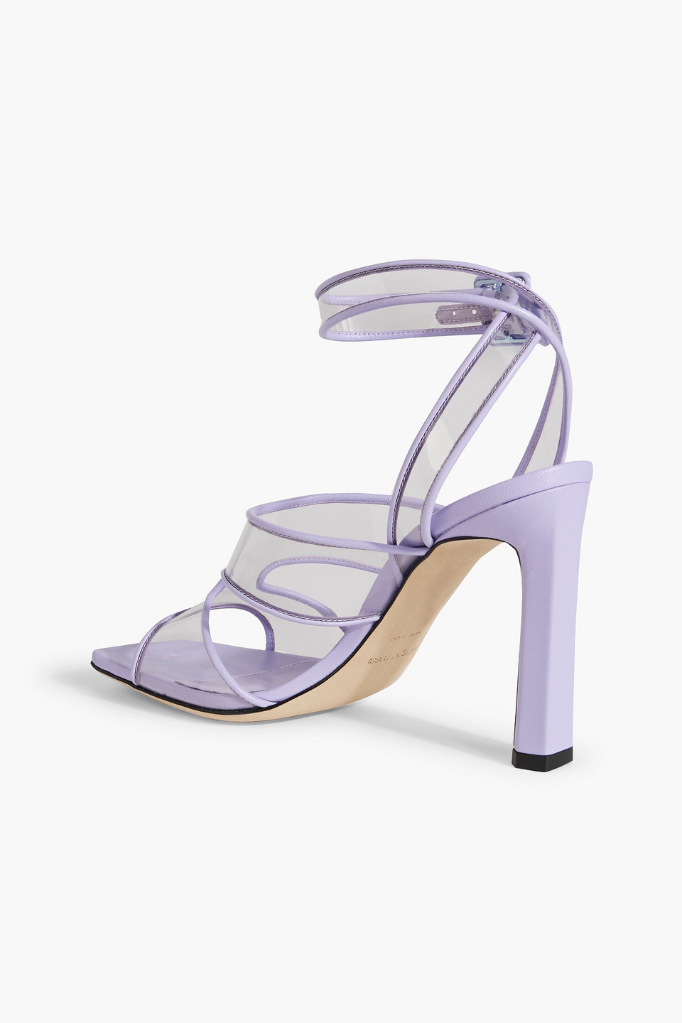 Shop Sergio Rossi Sr Lunettes 100 Leather And Pvc Sandals In Lavender