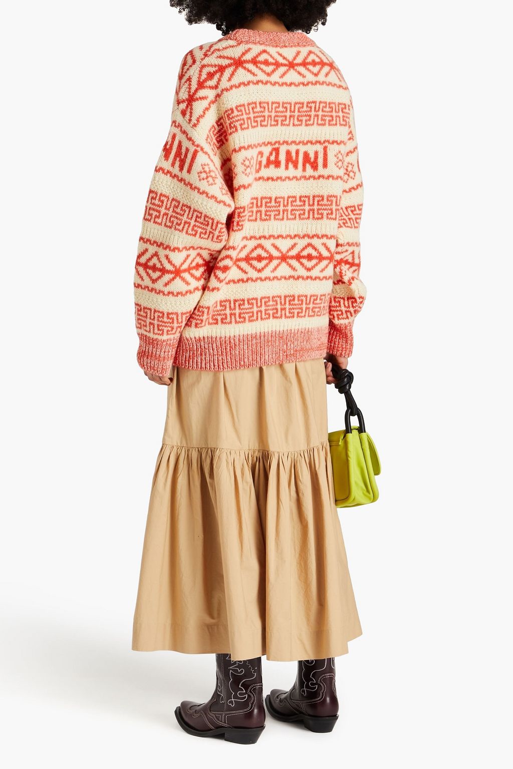 GANNI Jacquard-knit wool sweater