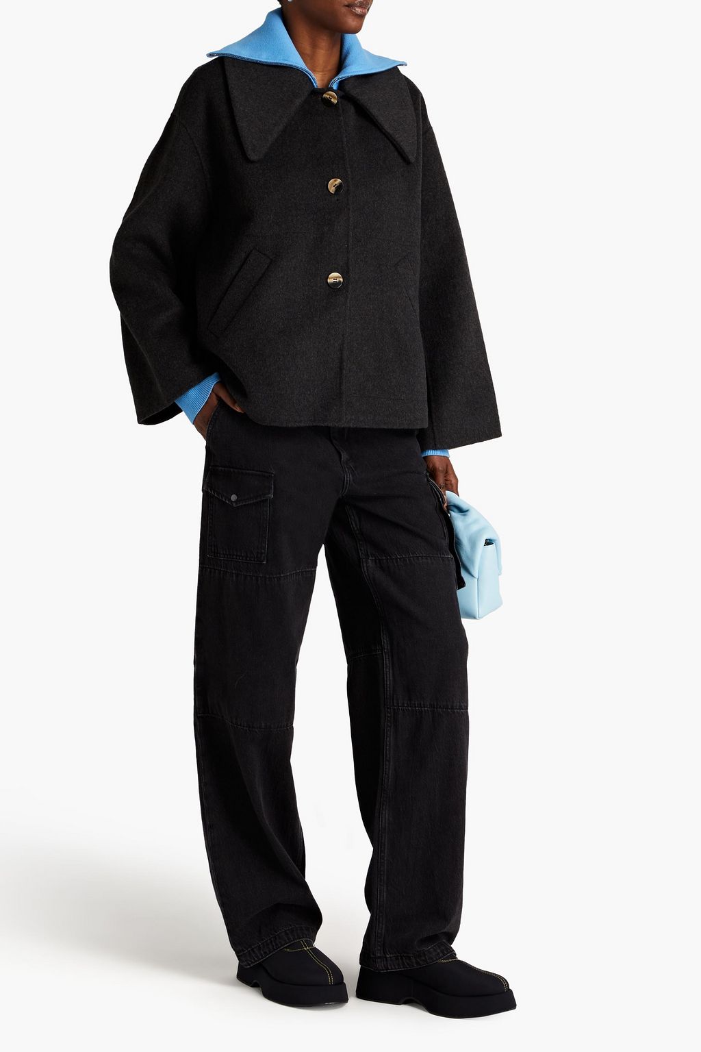 GANNI Wool-blend felt coat