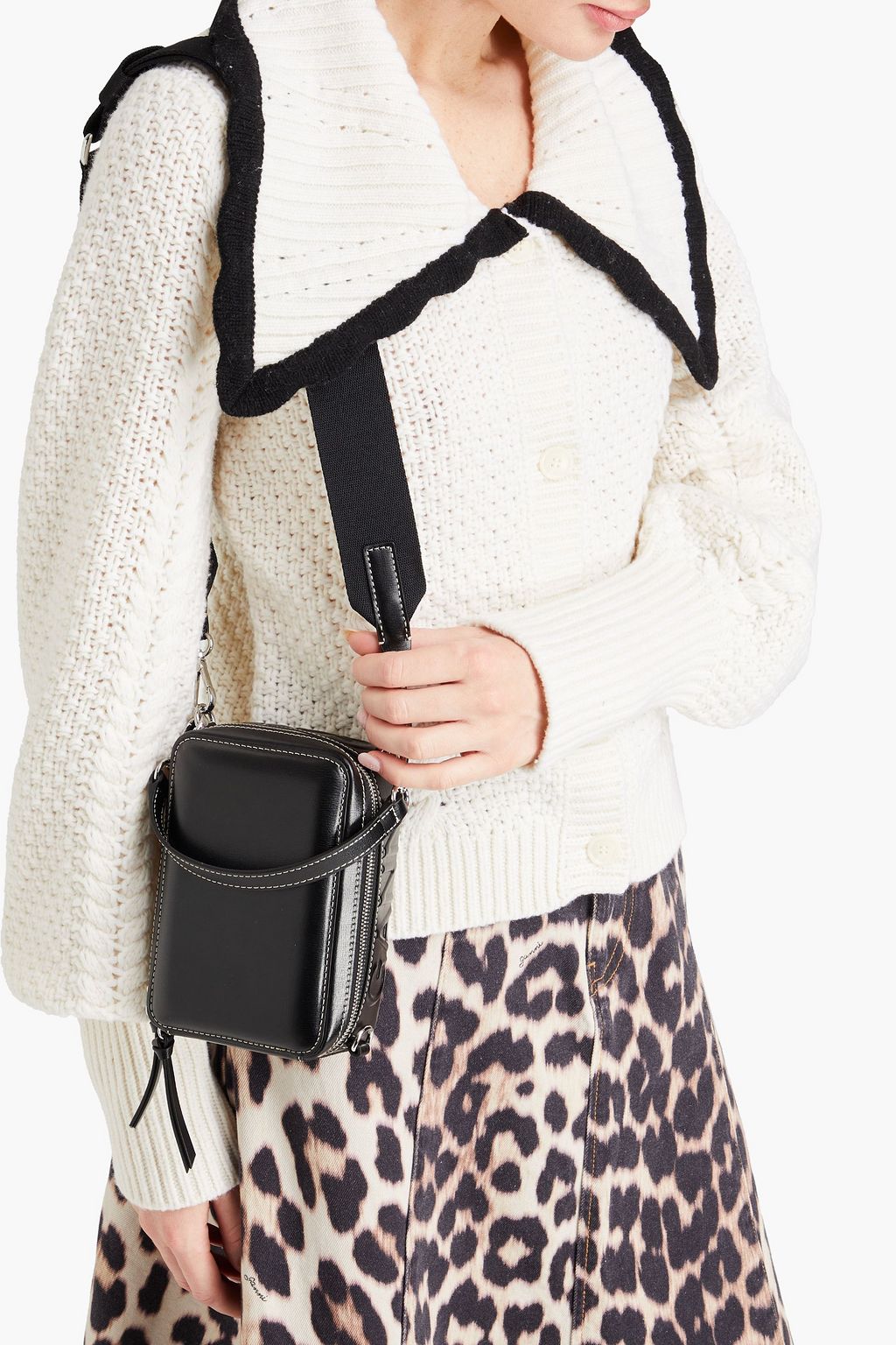 GANNI Embossed leather shoulder bag