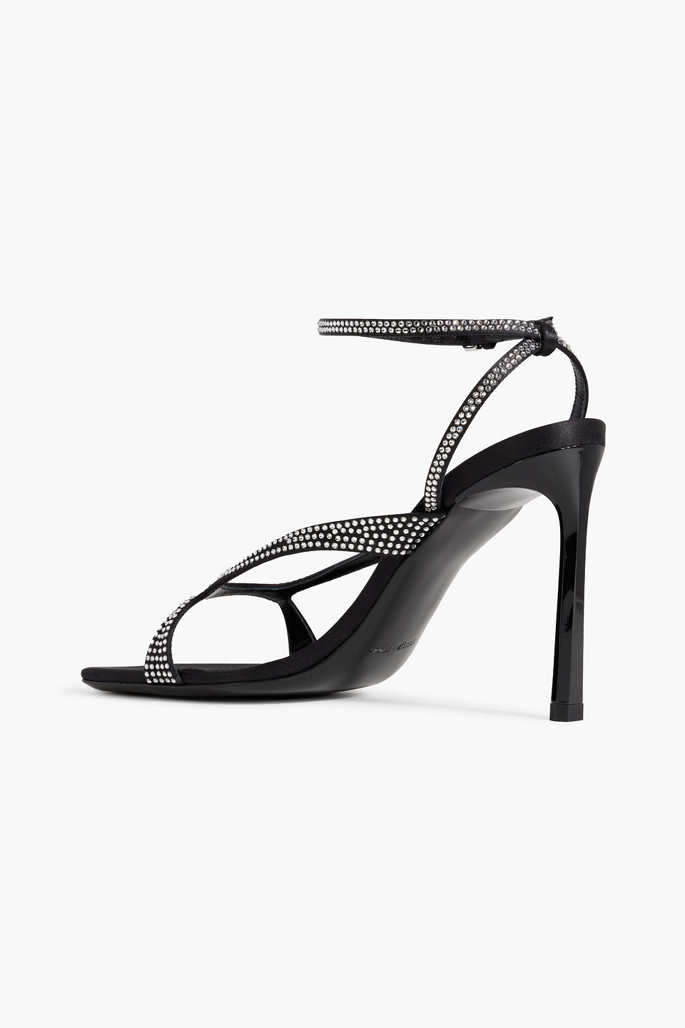 Shop Sergio Rossi Sr Aracne 95 Crystal-embellished Satin Sandals In Black