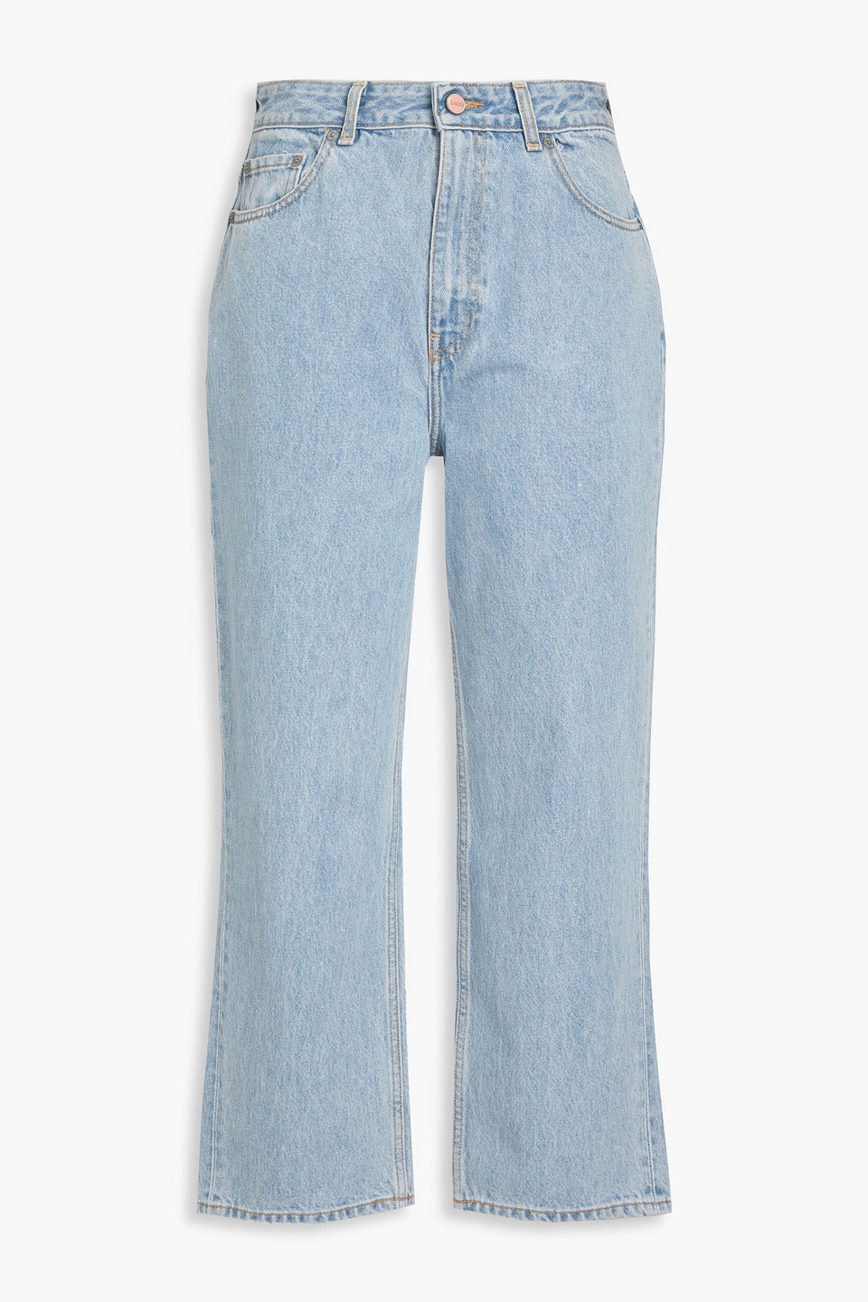 Cropped high-rise straight-leg jeans