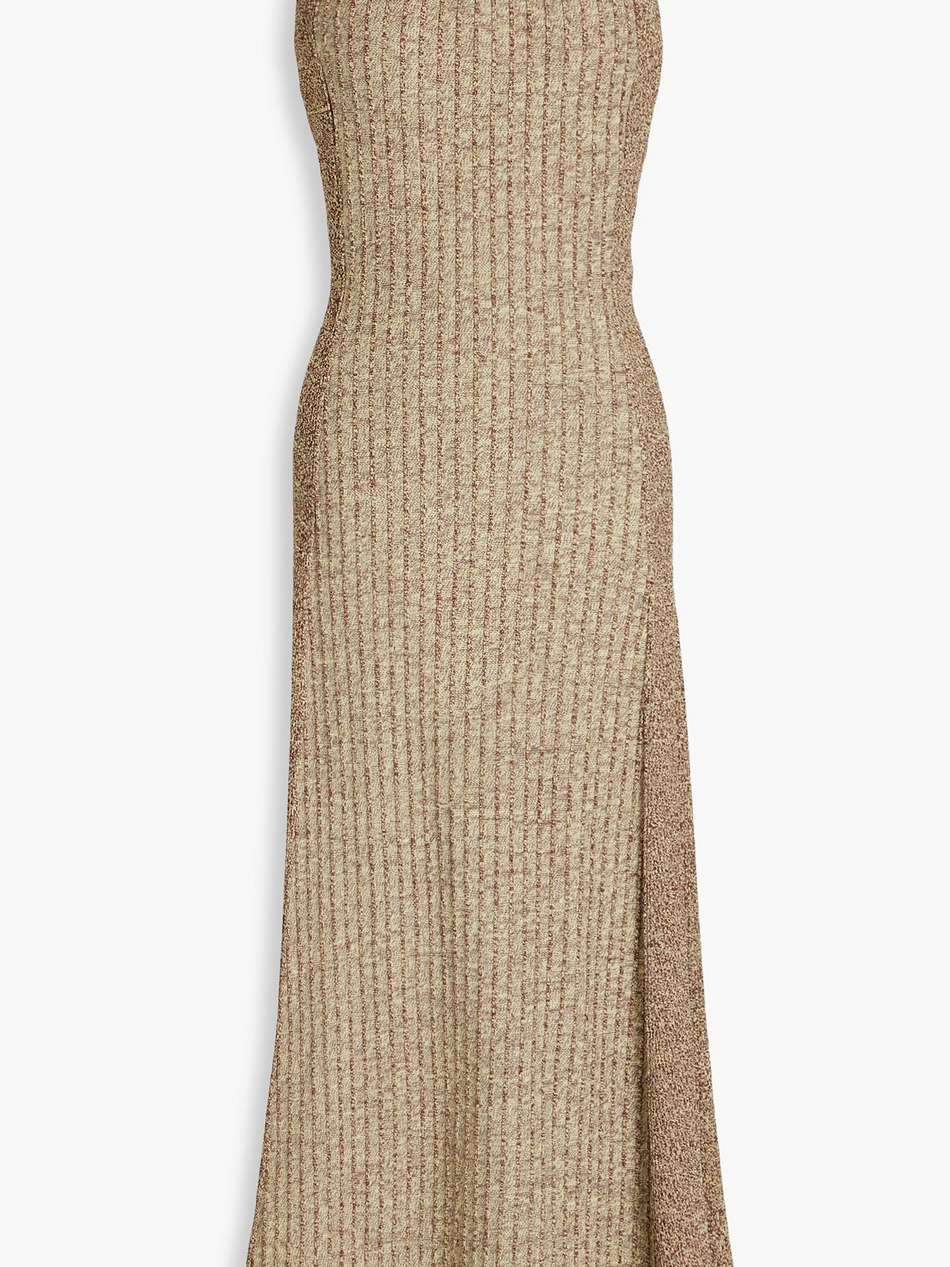 open-back ribbed-knit midi dress
