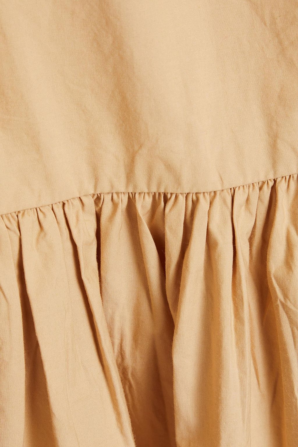 GANNI Tiered ruched cotton-poplin maxi skirt