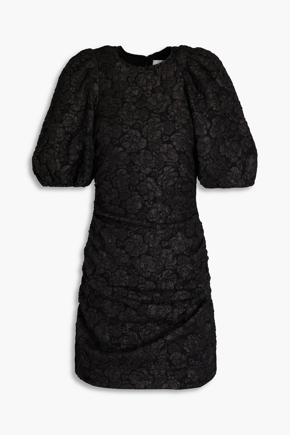 Ganni Cloqué Mini Dress In Black