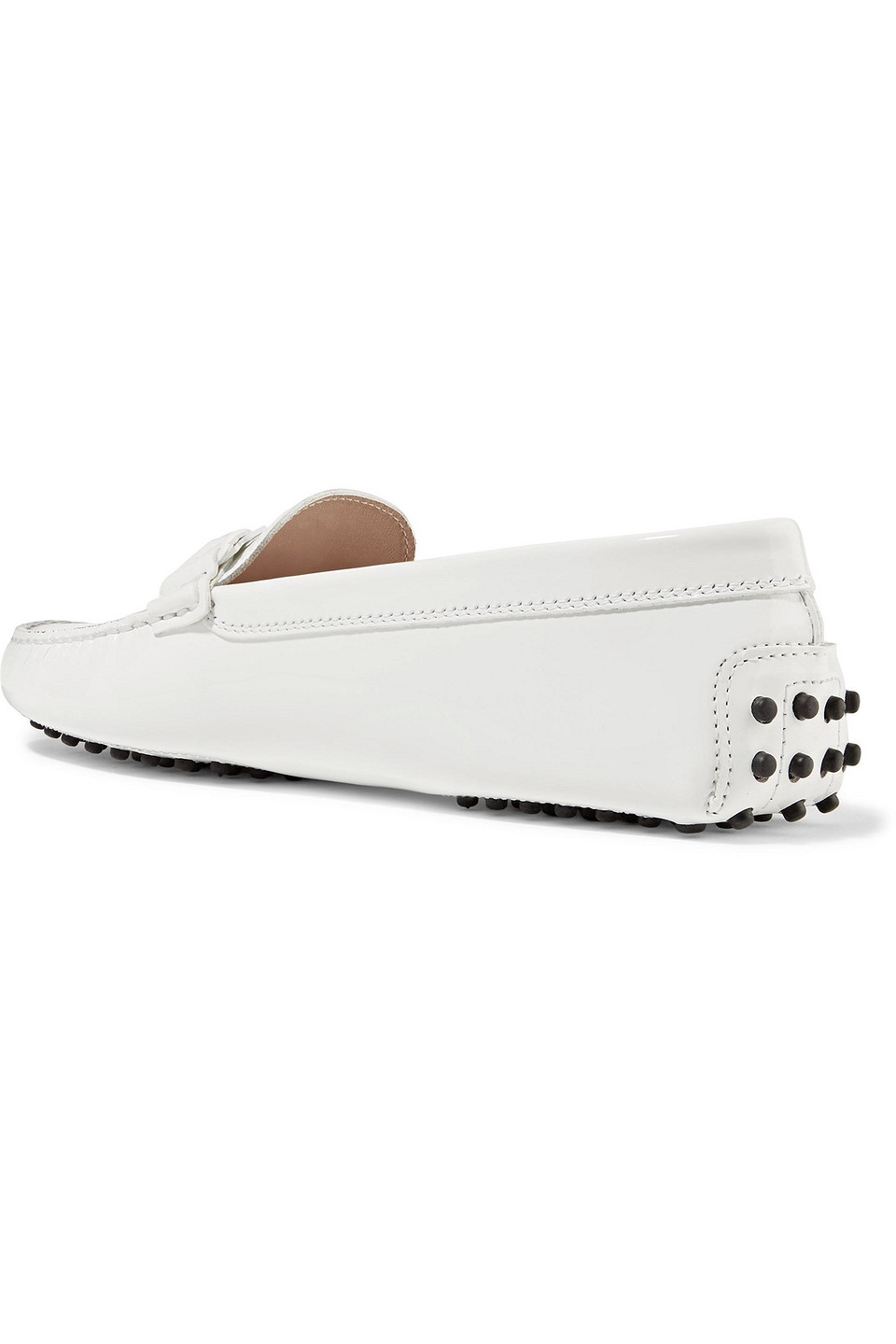 Tod's Double T Patent-leather Loafers In White