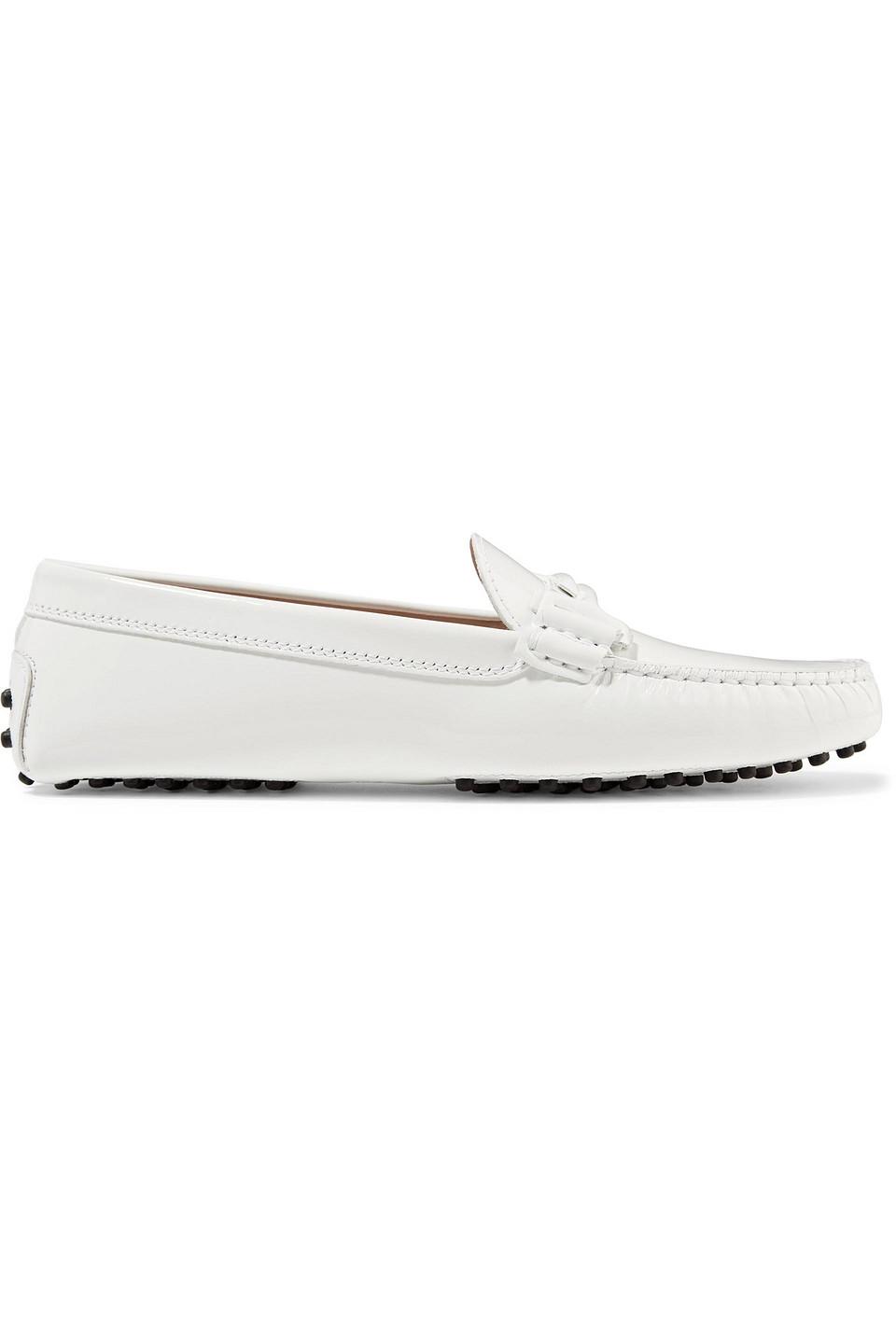 Tod's Double T Patent-leather Loafers In White