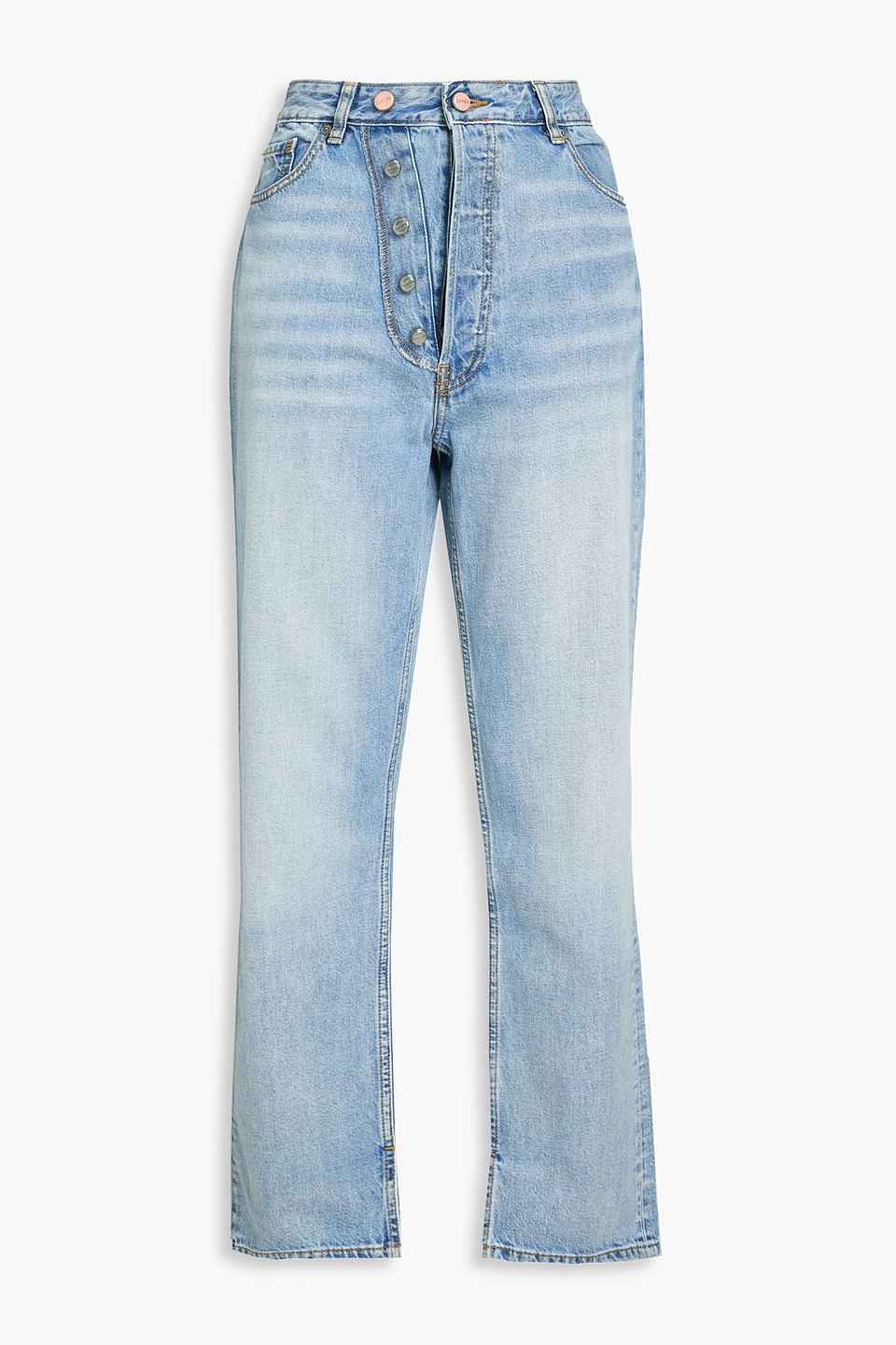 Ganni Faded High-rise Straight-leg Jeans In Blue