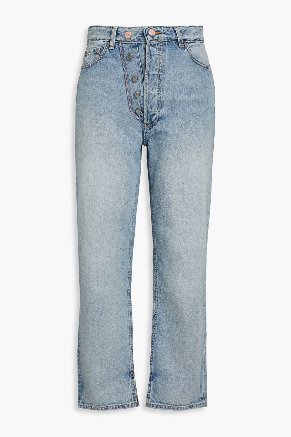 Ganni Faded High-rise Straight-leg Jeans In Blue