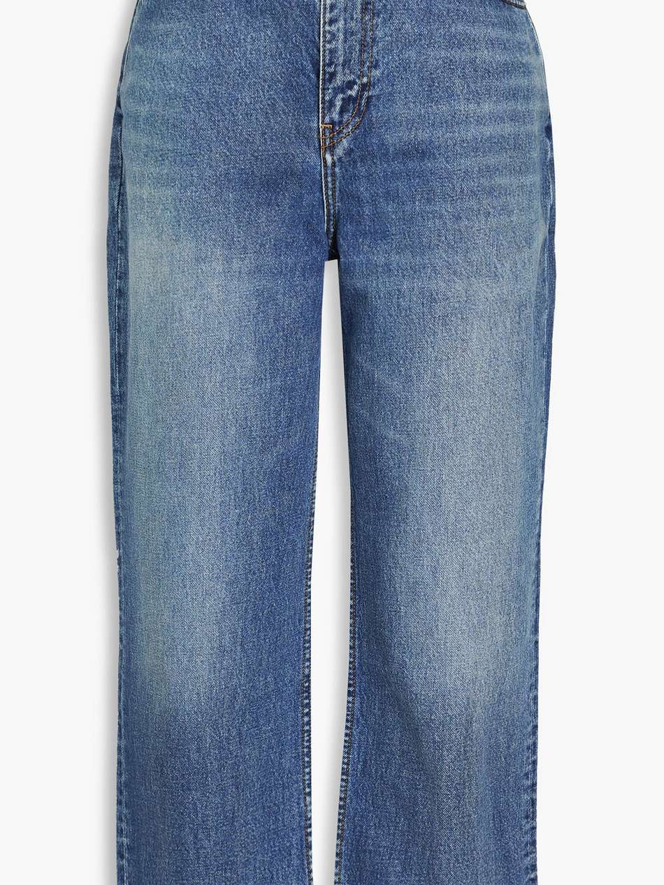 cropped faded straight-leg jeans